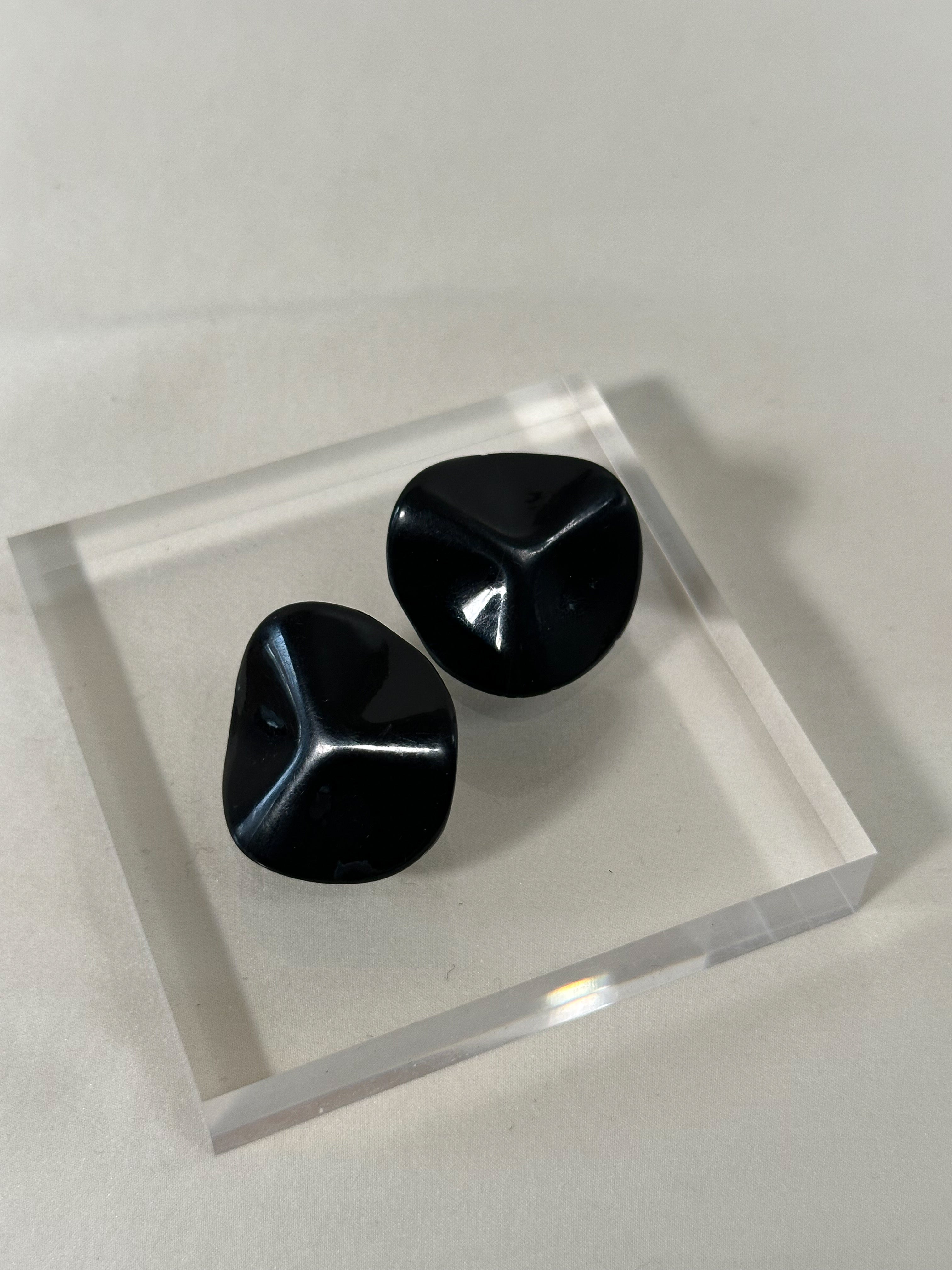 Black Sculpted Resin Statement Earrings