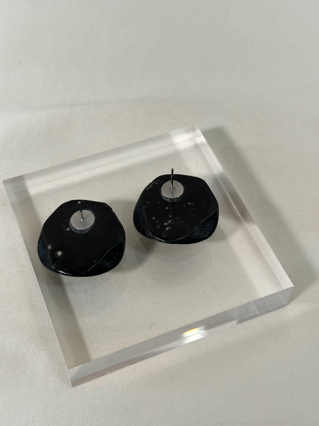 Black Sculpted Resin Statement Earrings