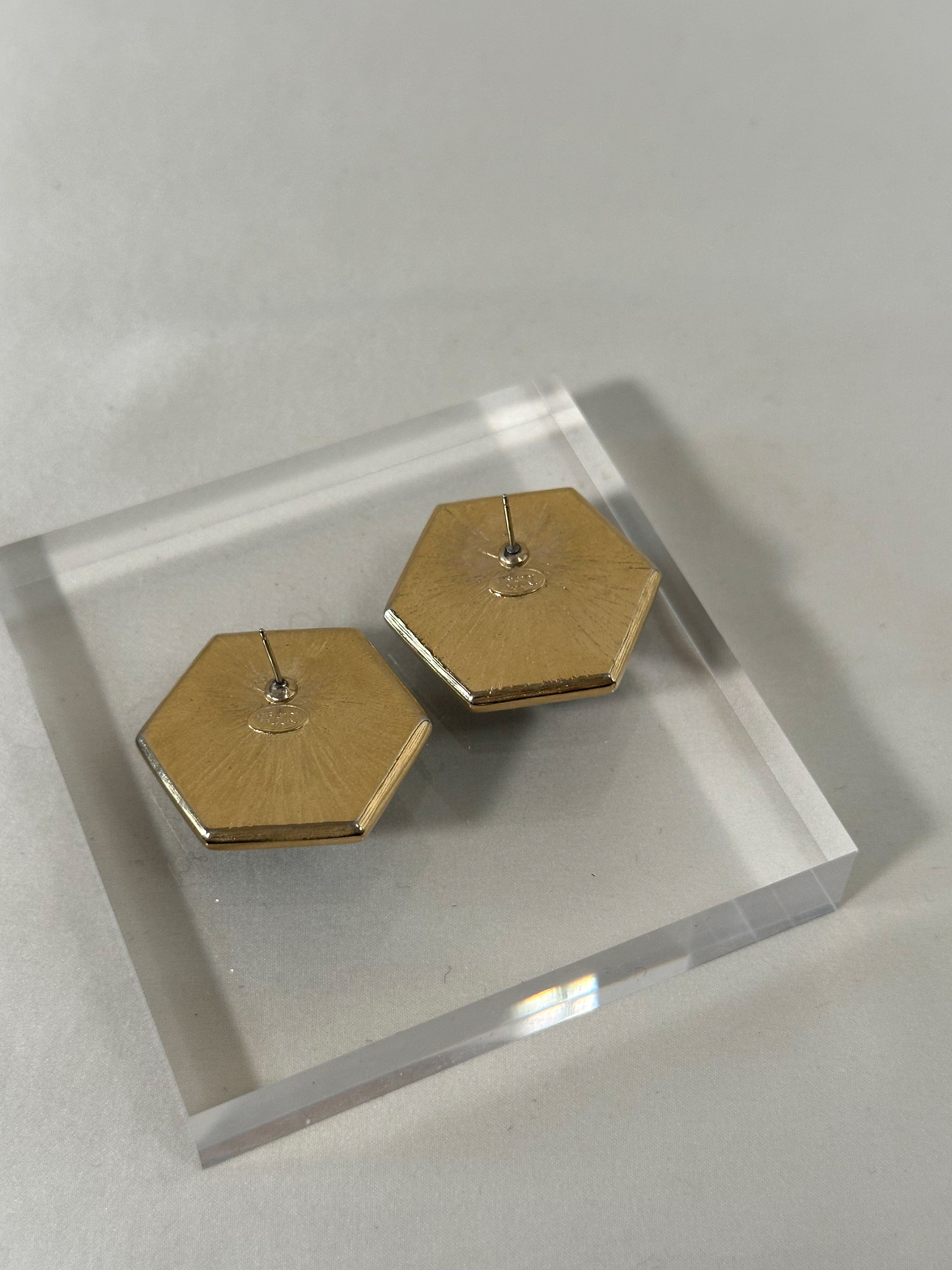 Trifari Black Faceted Statement Earrings