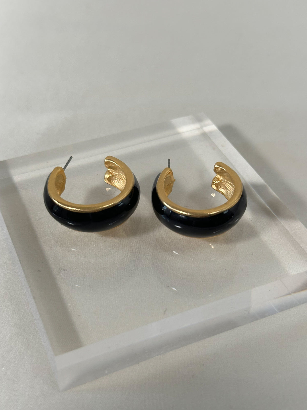 Black & Gold Chunky Half Hoop Earrings