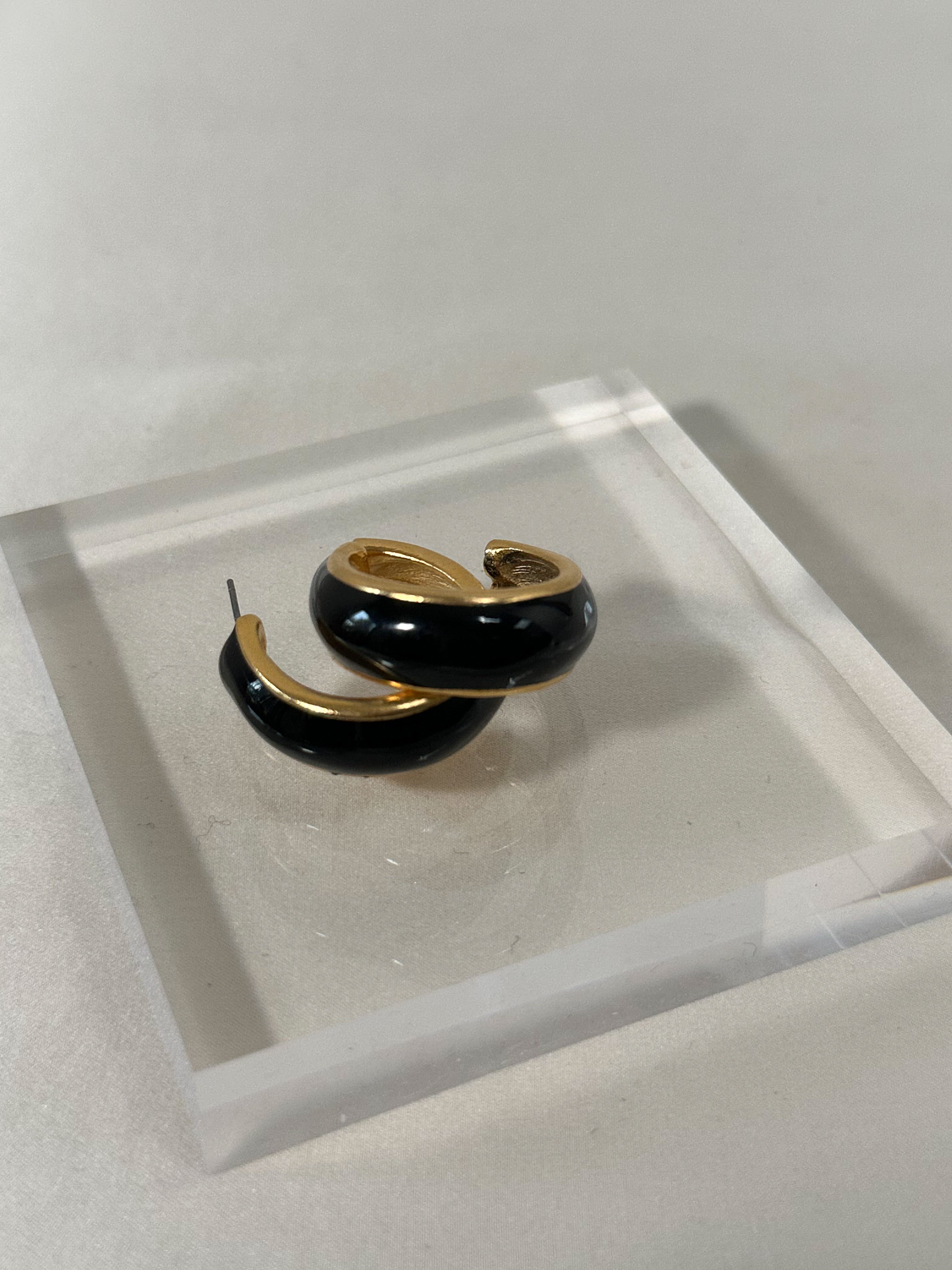 Black & Gold Chunky Half Hoop Earrings