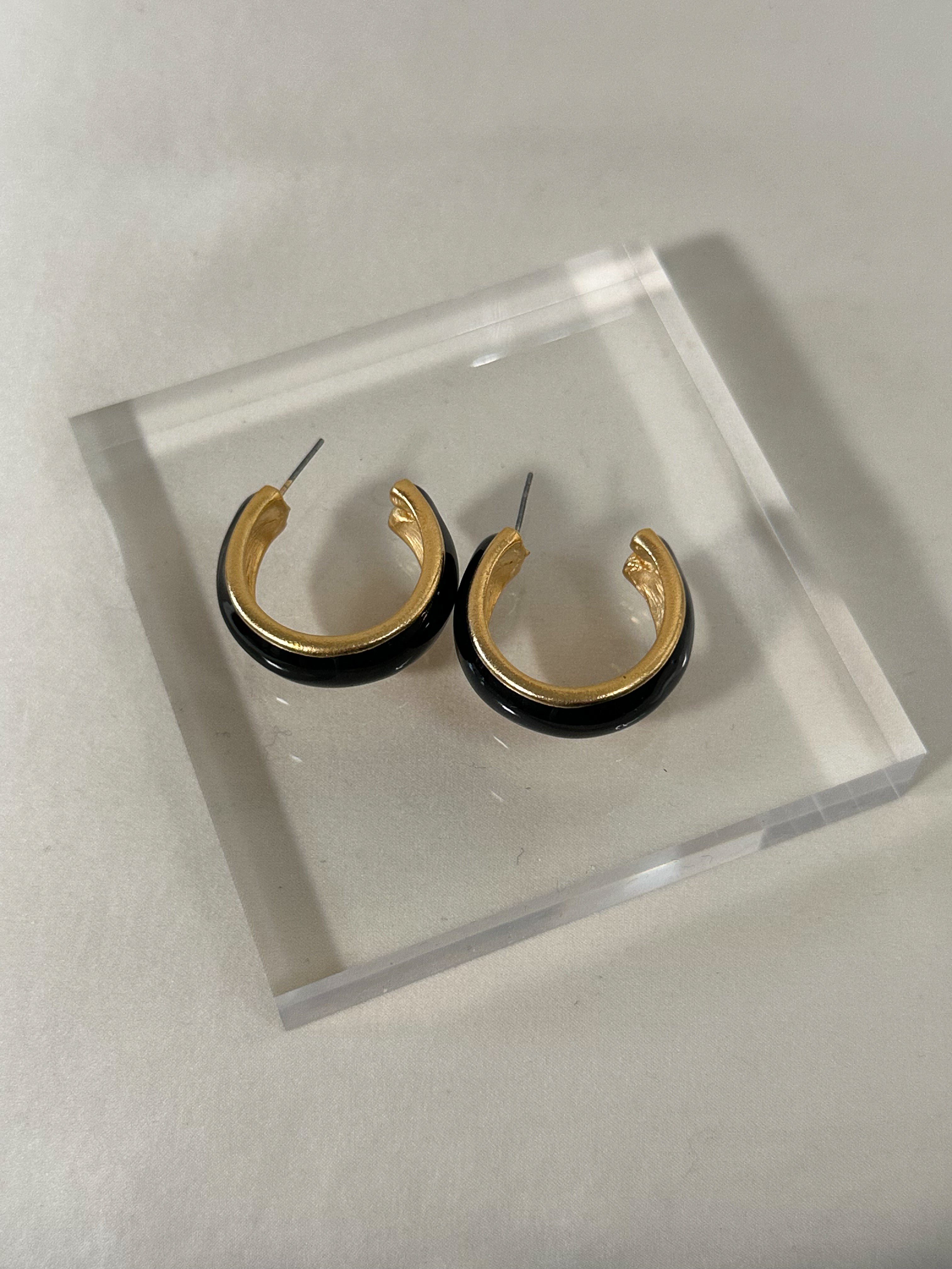 Black & Gold Chunky Half Hoop Earrings