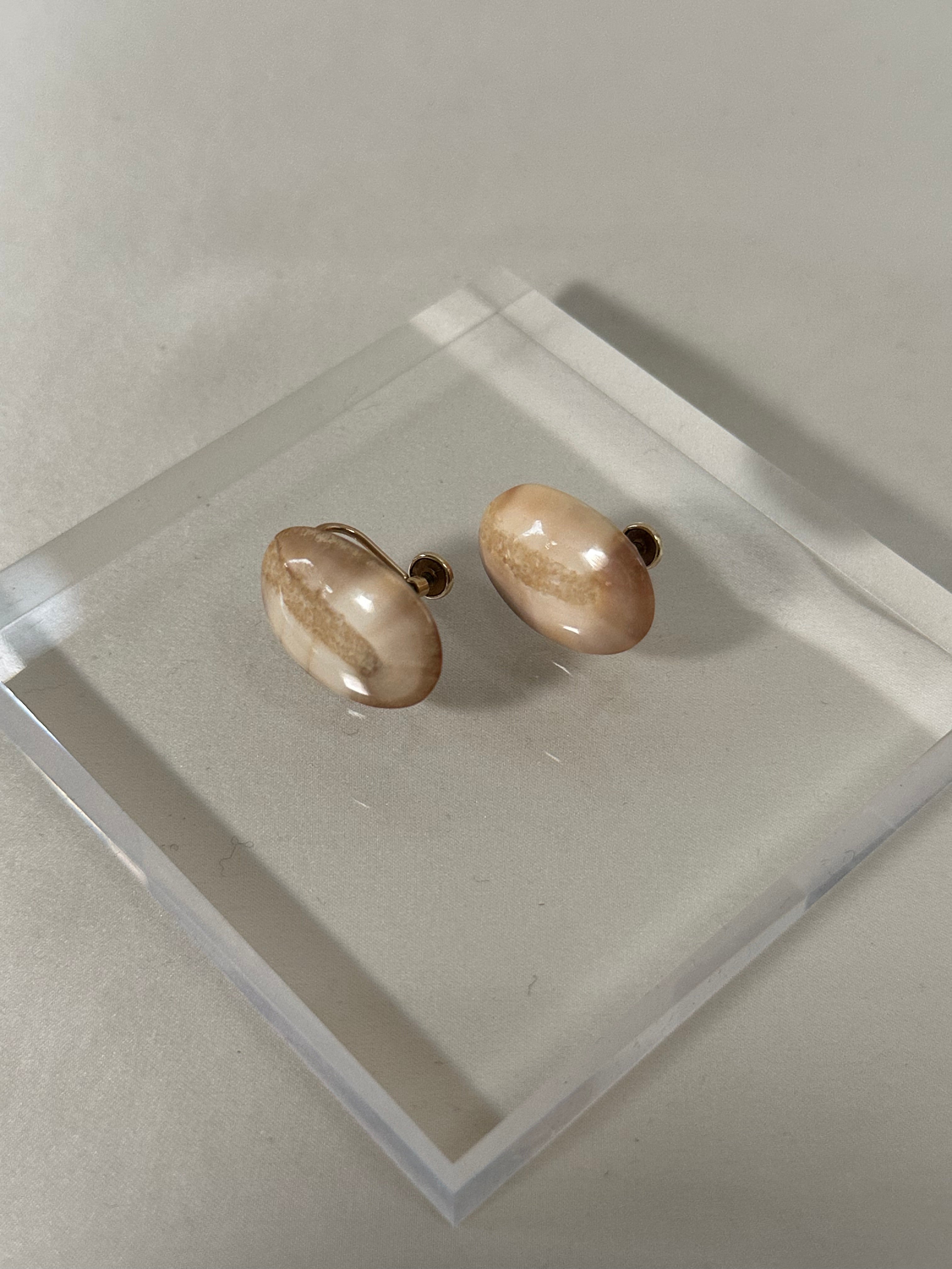 Stone Oval Clip-On Earrings