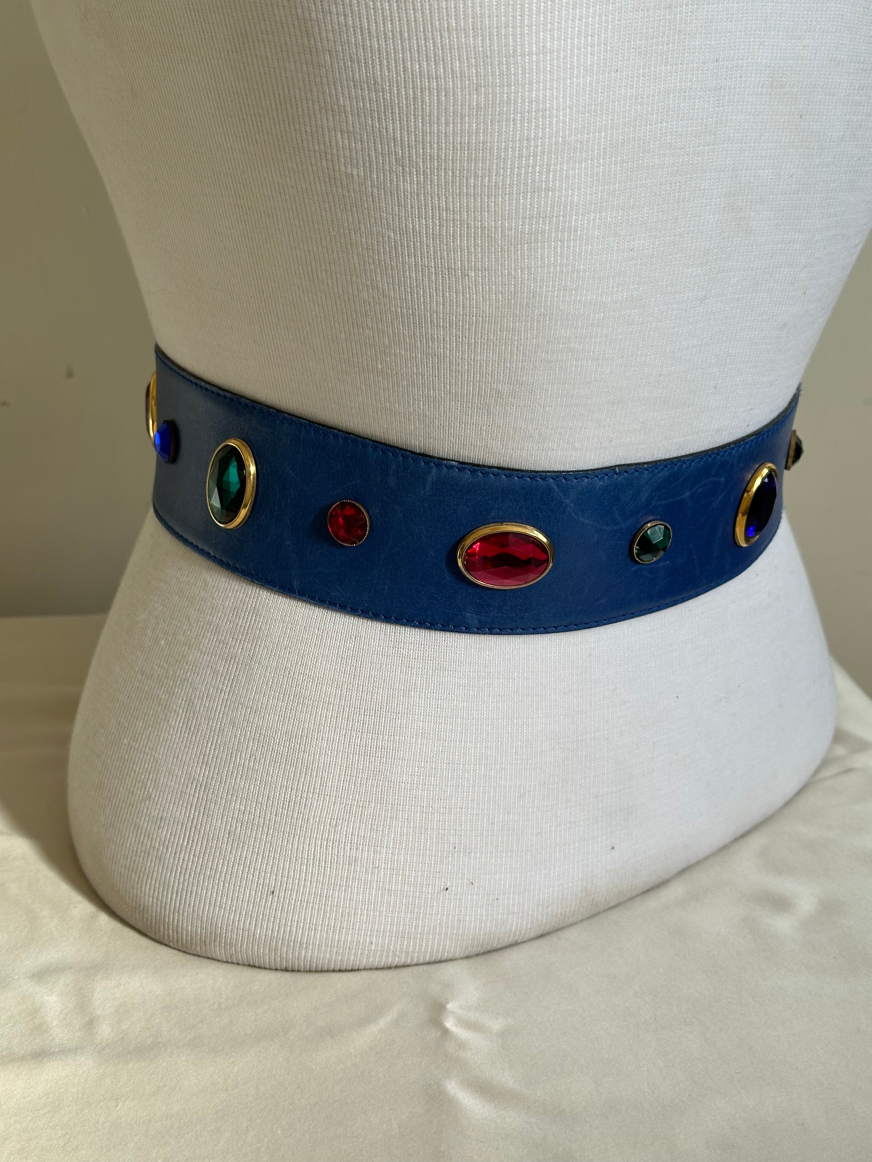 Escada Jewel-Embellished Leather Belt (1980s)