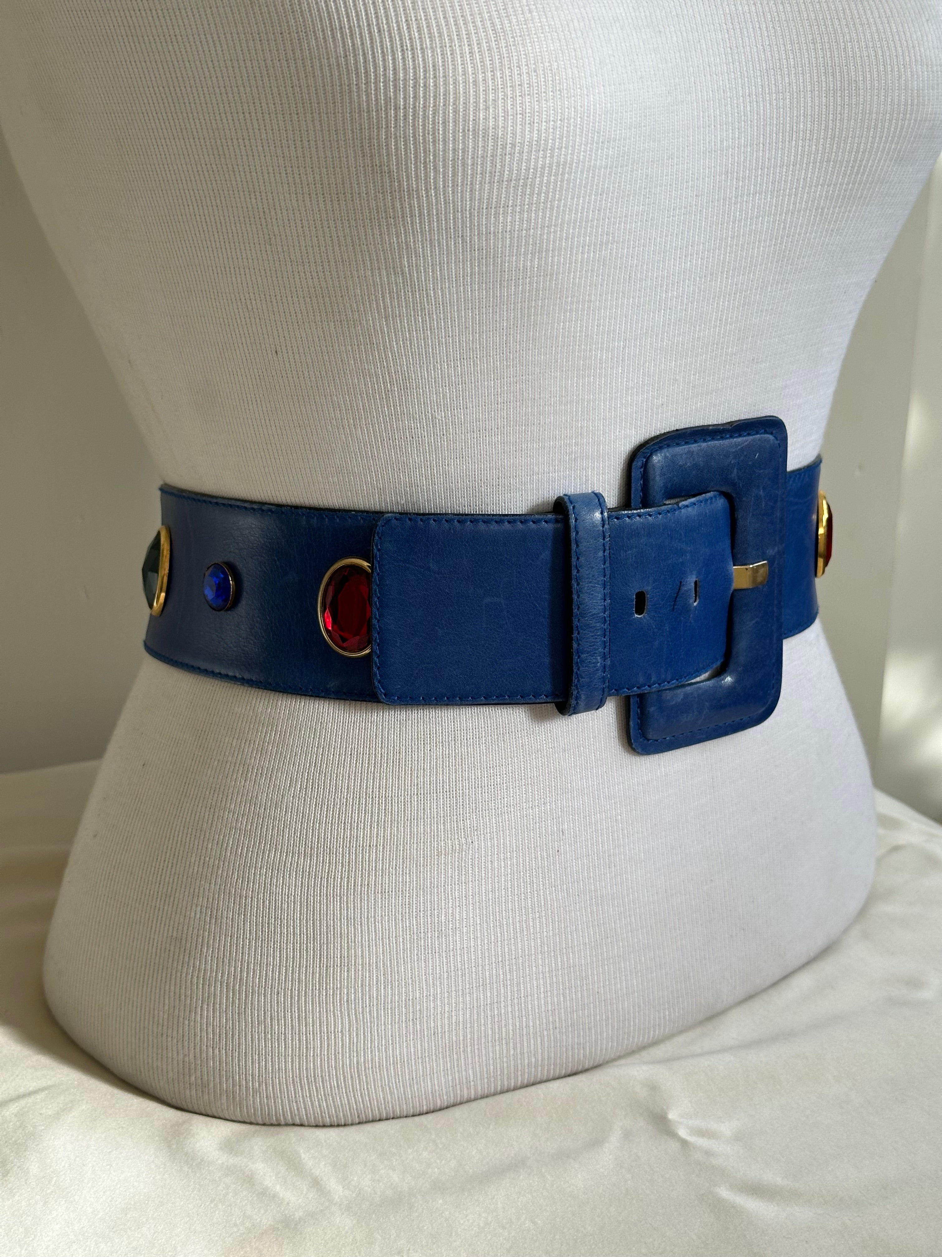 Escada Jewel-Embellished Leather Belt (1980s)