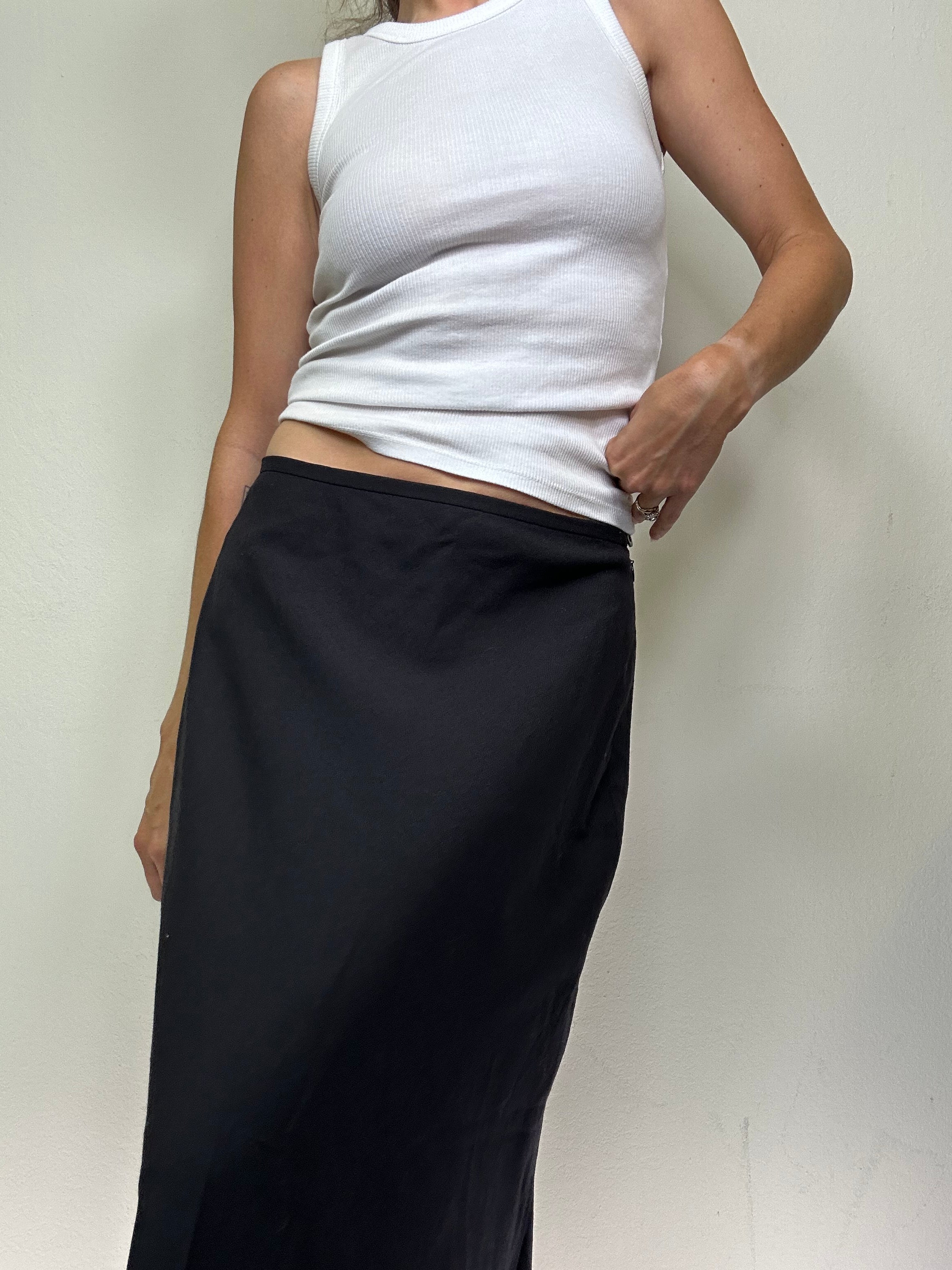 Black Wool Maxi Skirt