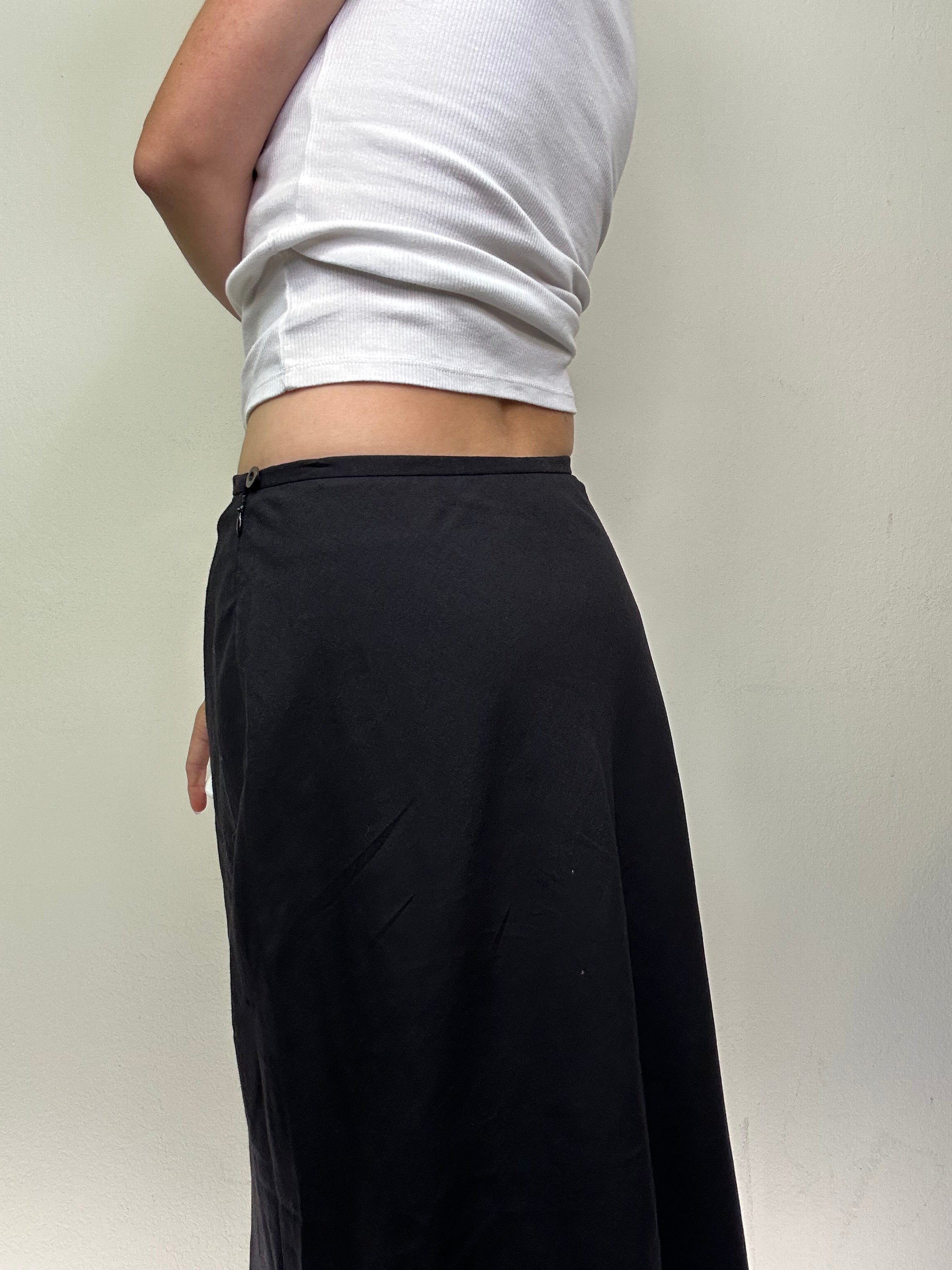 Black Wool Maxi Skirt