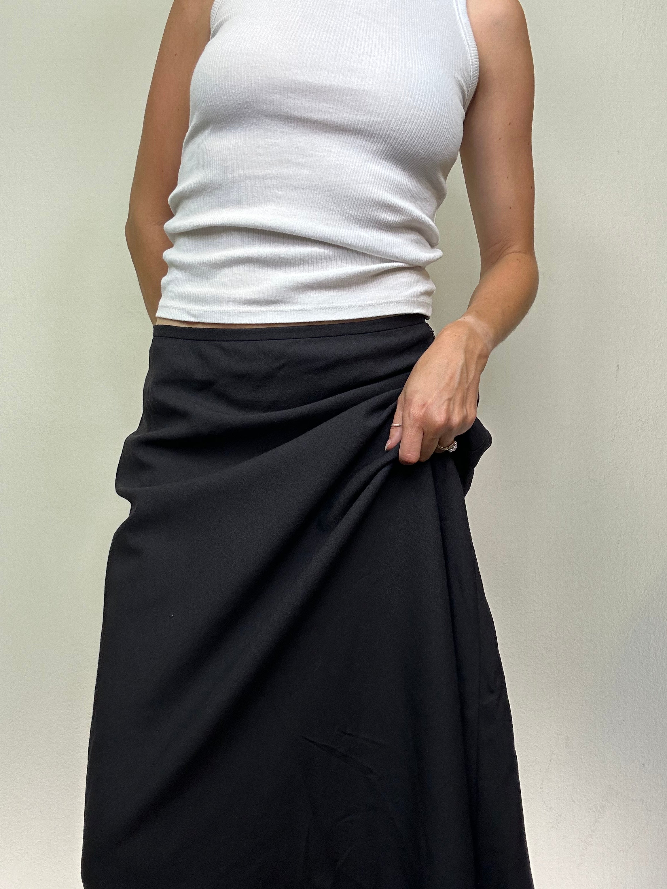 Black Wool Maxi Skirt