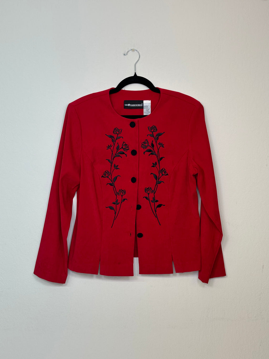 Red Embroidered Floral Jacket