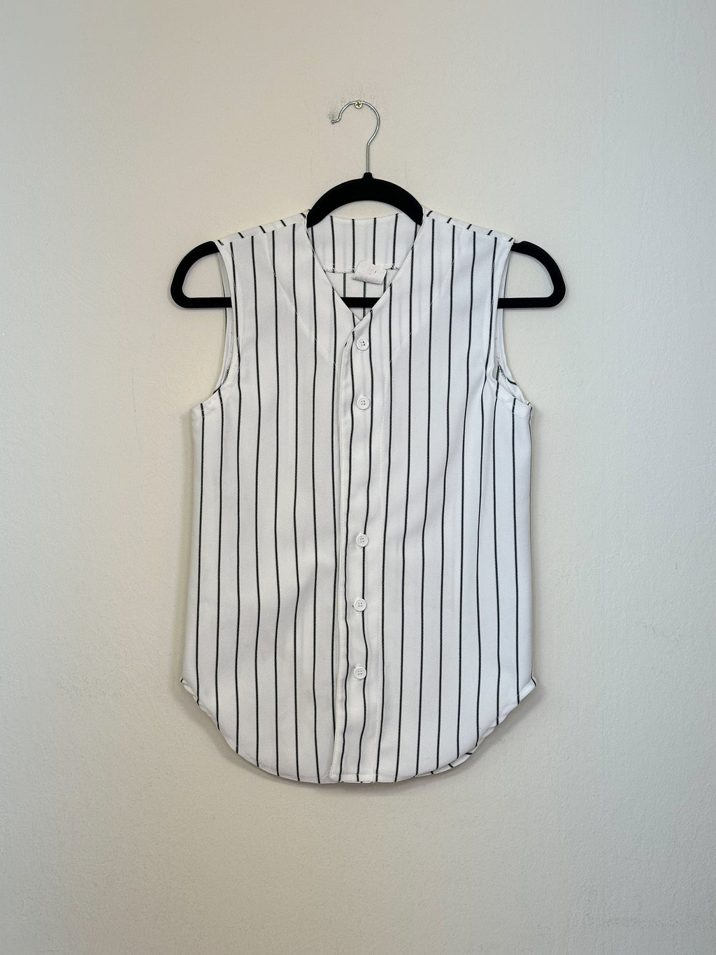 Black + White Striped Baseball Vest