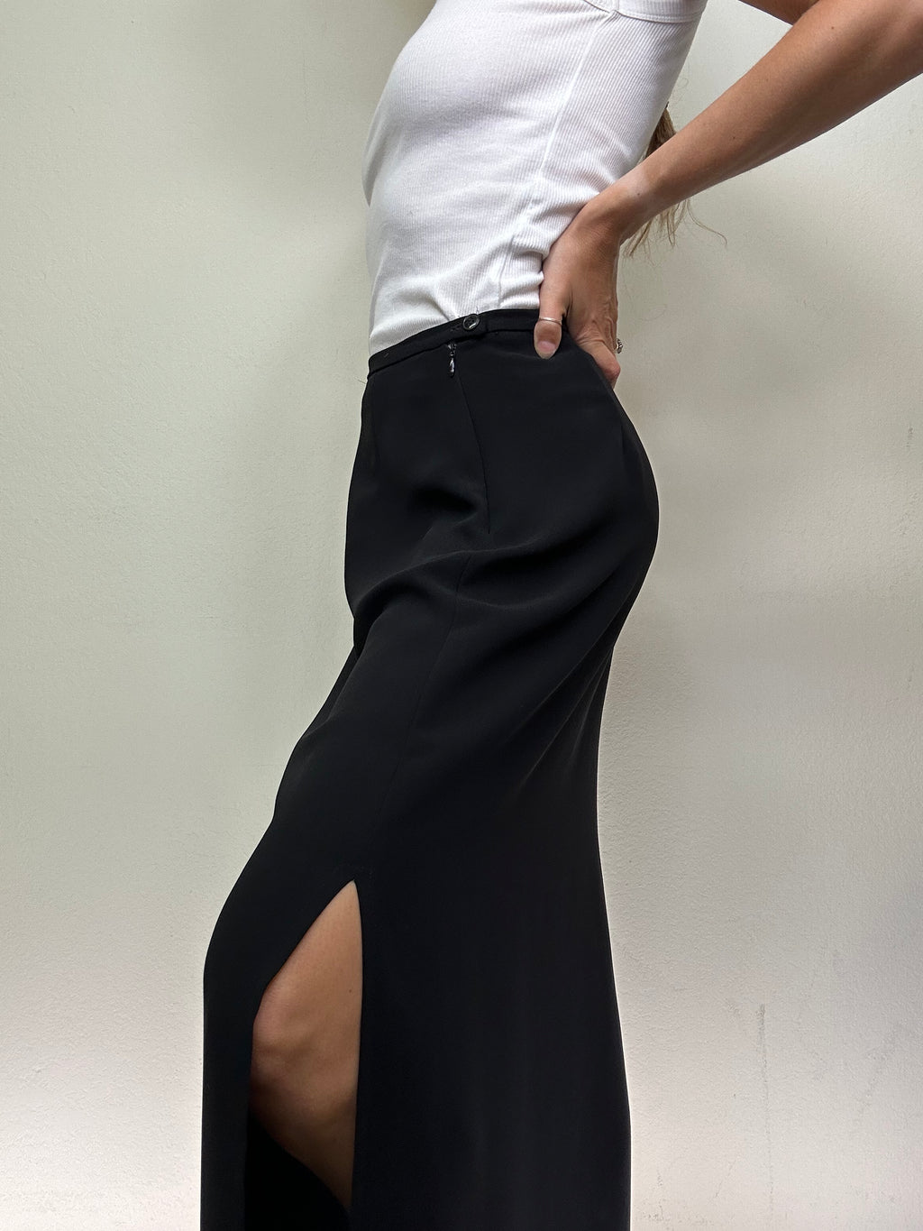 Black Side Slit Maxi Skirt