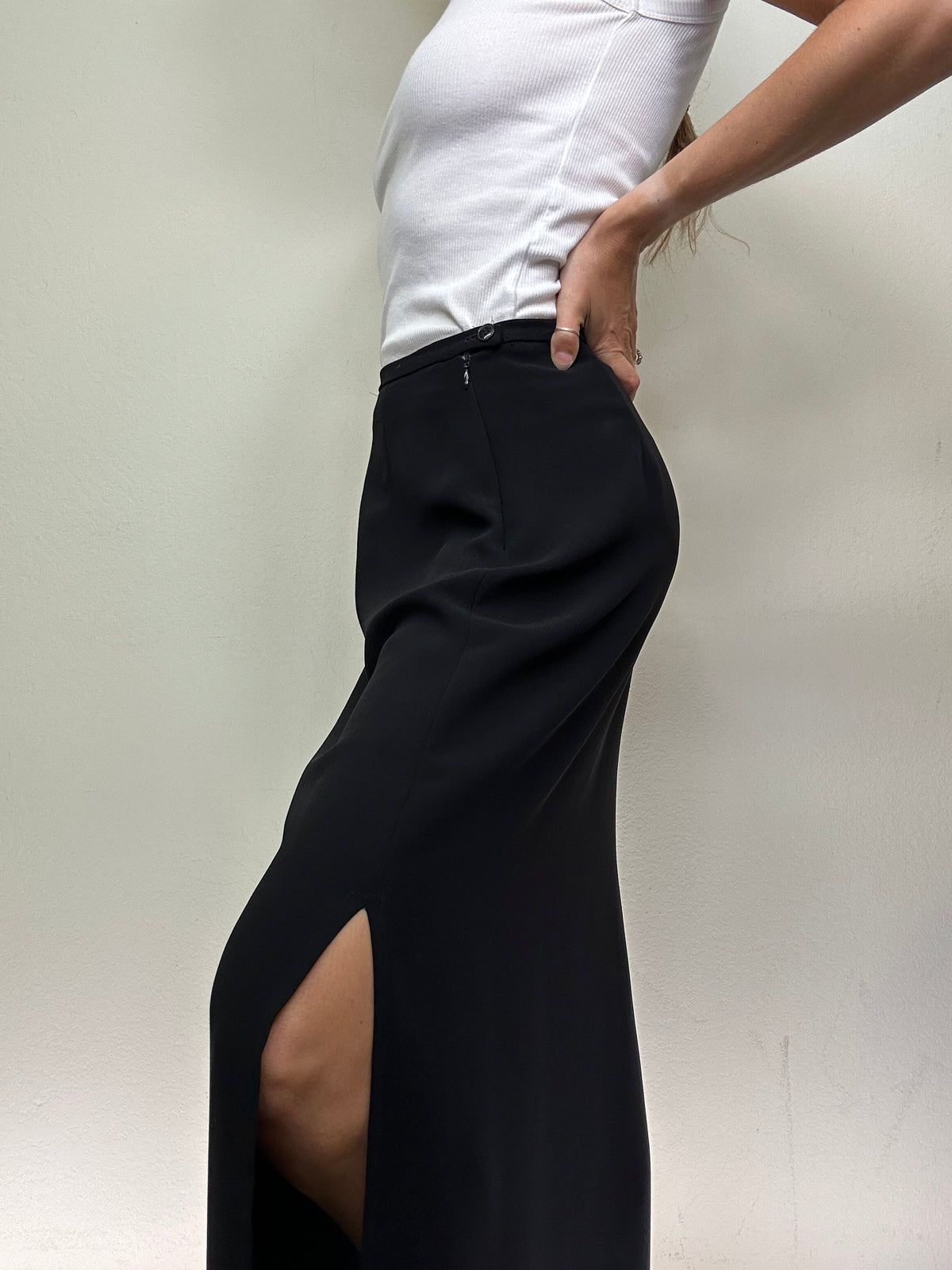 Black Side Slit Maxi Skirt