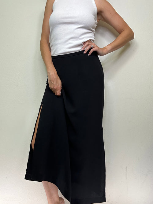 Black Side Slit Maxi Skirt
