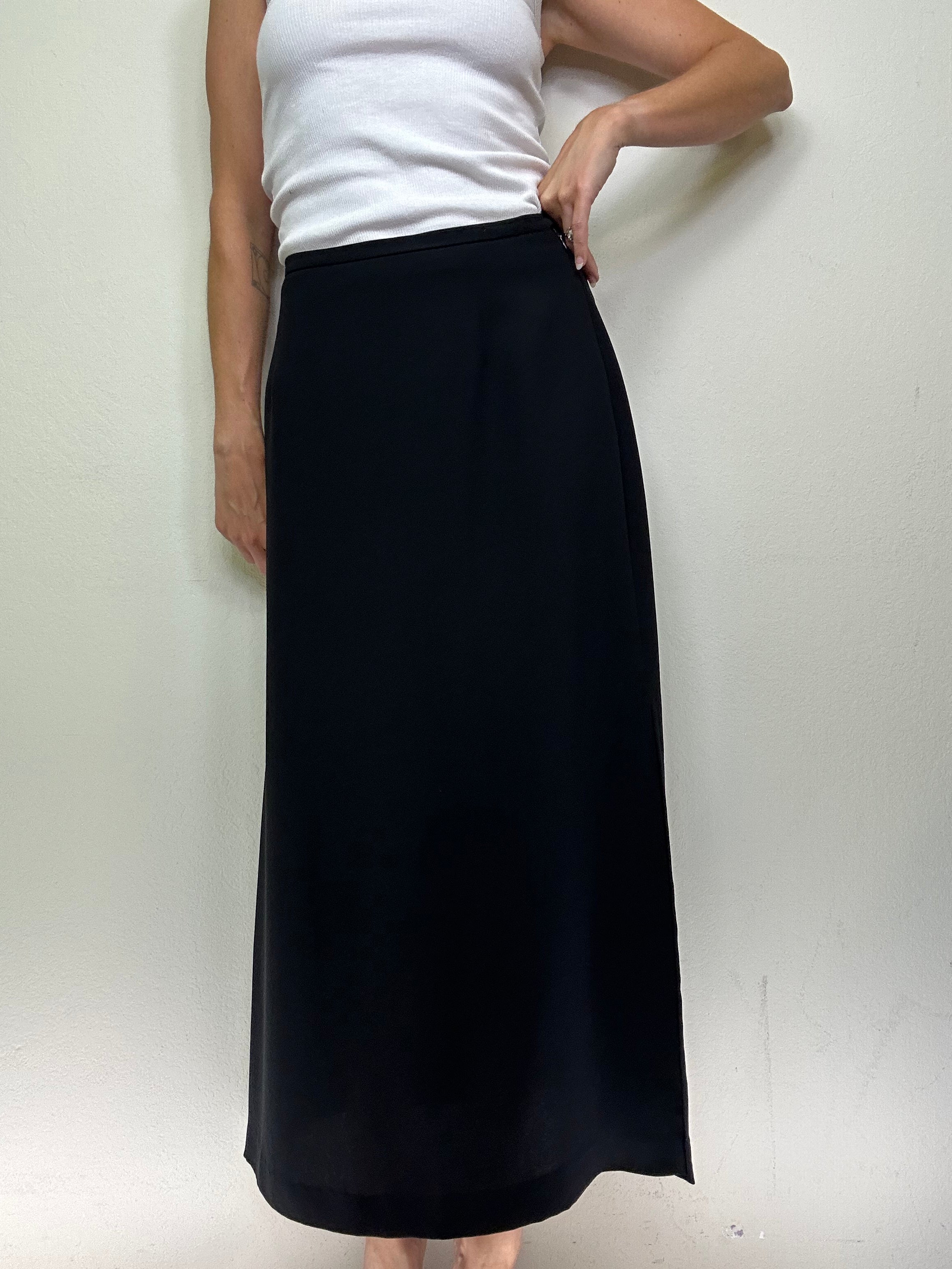 Black Side Slit Maxi Skirt
