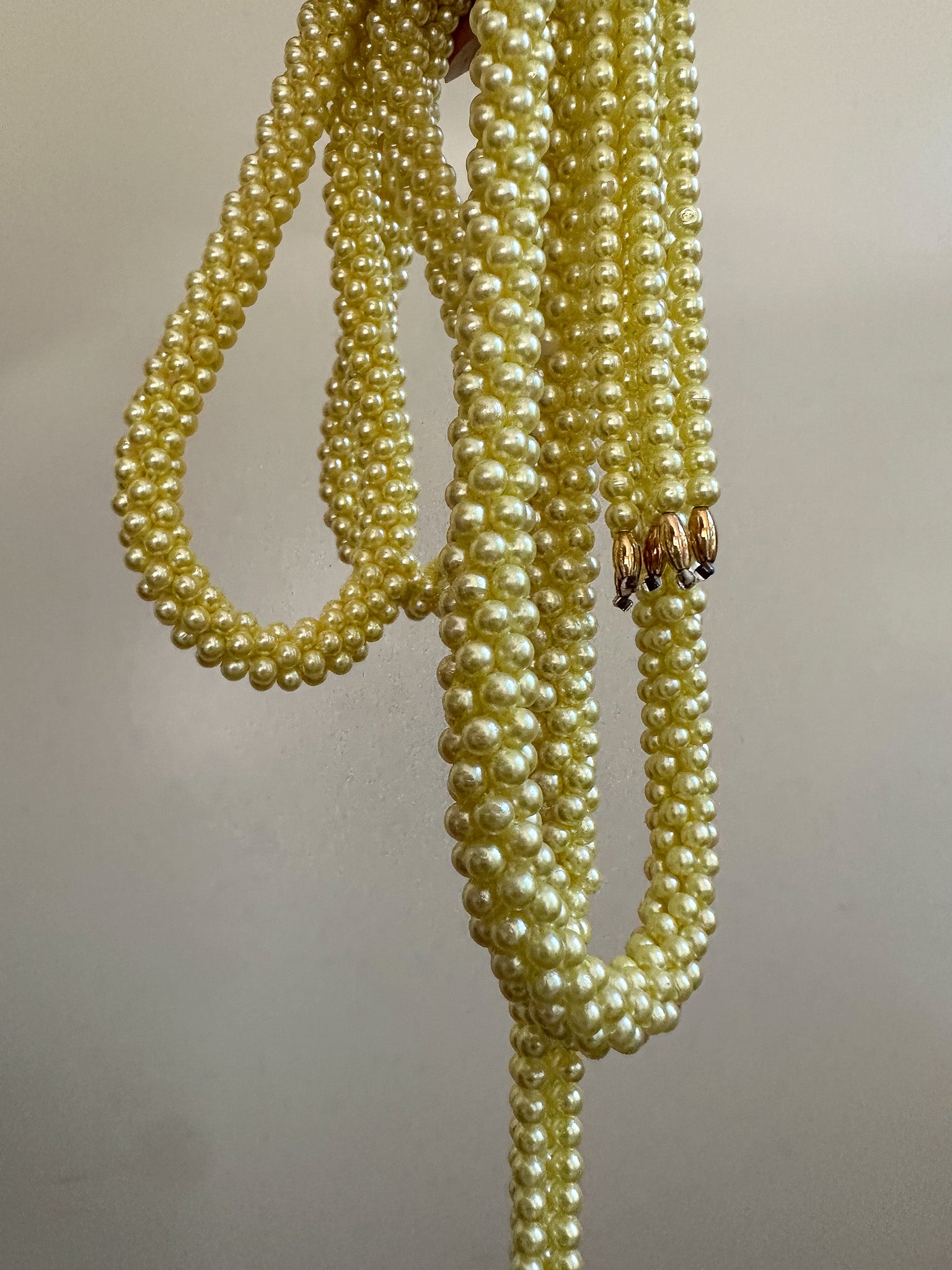 Yellow Pearl Beaded Tie Belt