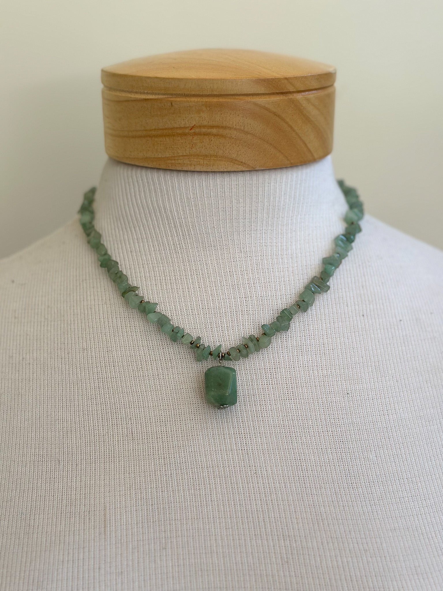 Silver-Tone Beaded Stone Pendant Necklace