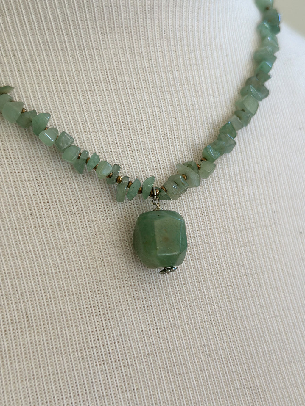 Silver-Tone Beaded Stone Pendant Necklace
