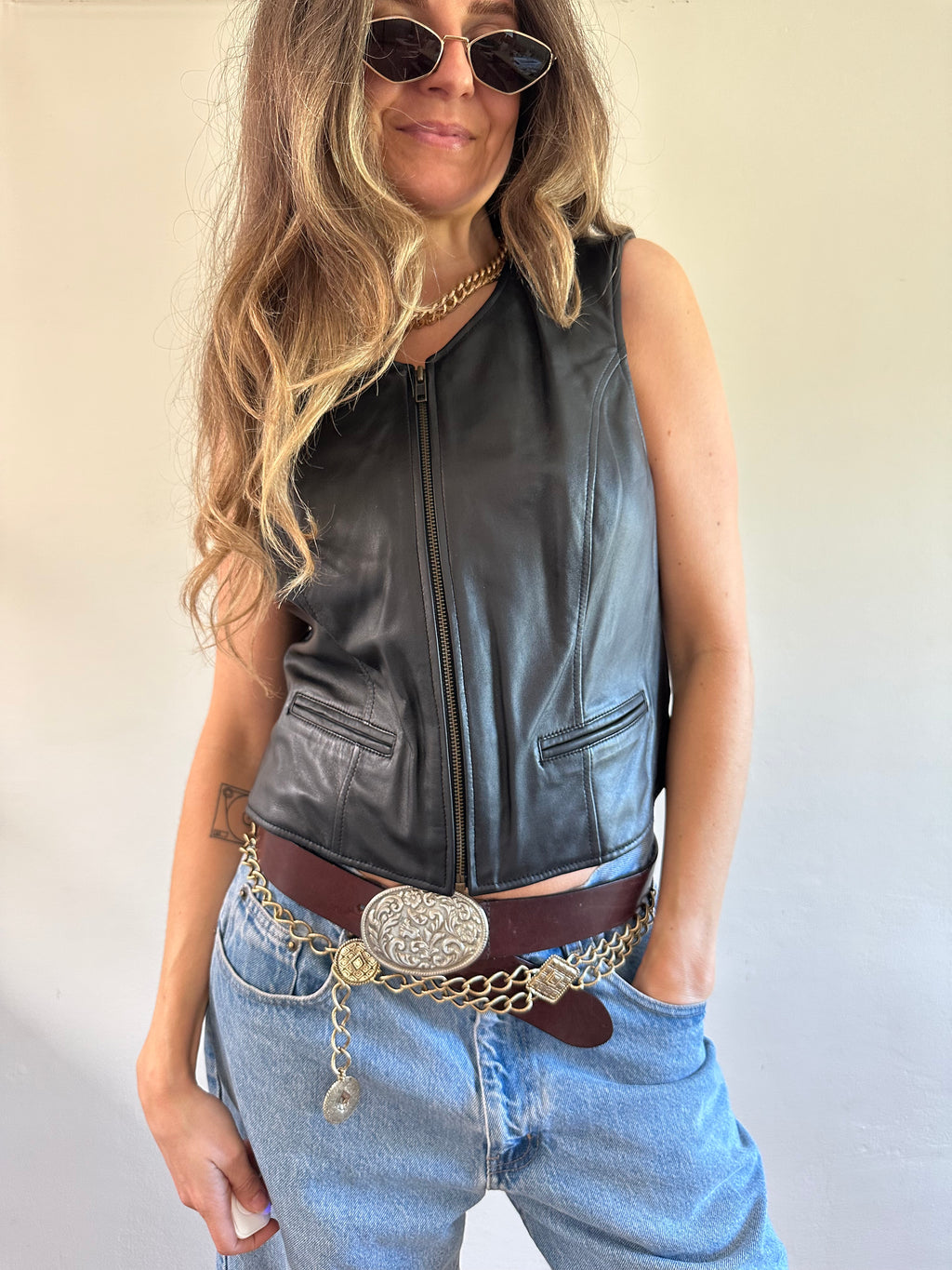 Hillard & Hanson Lambskin Leather Zip Vest