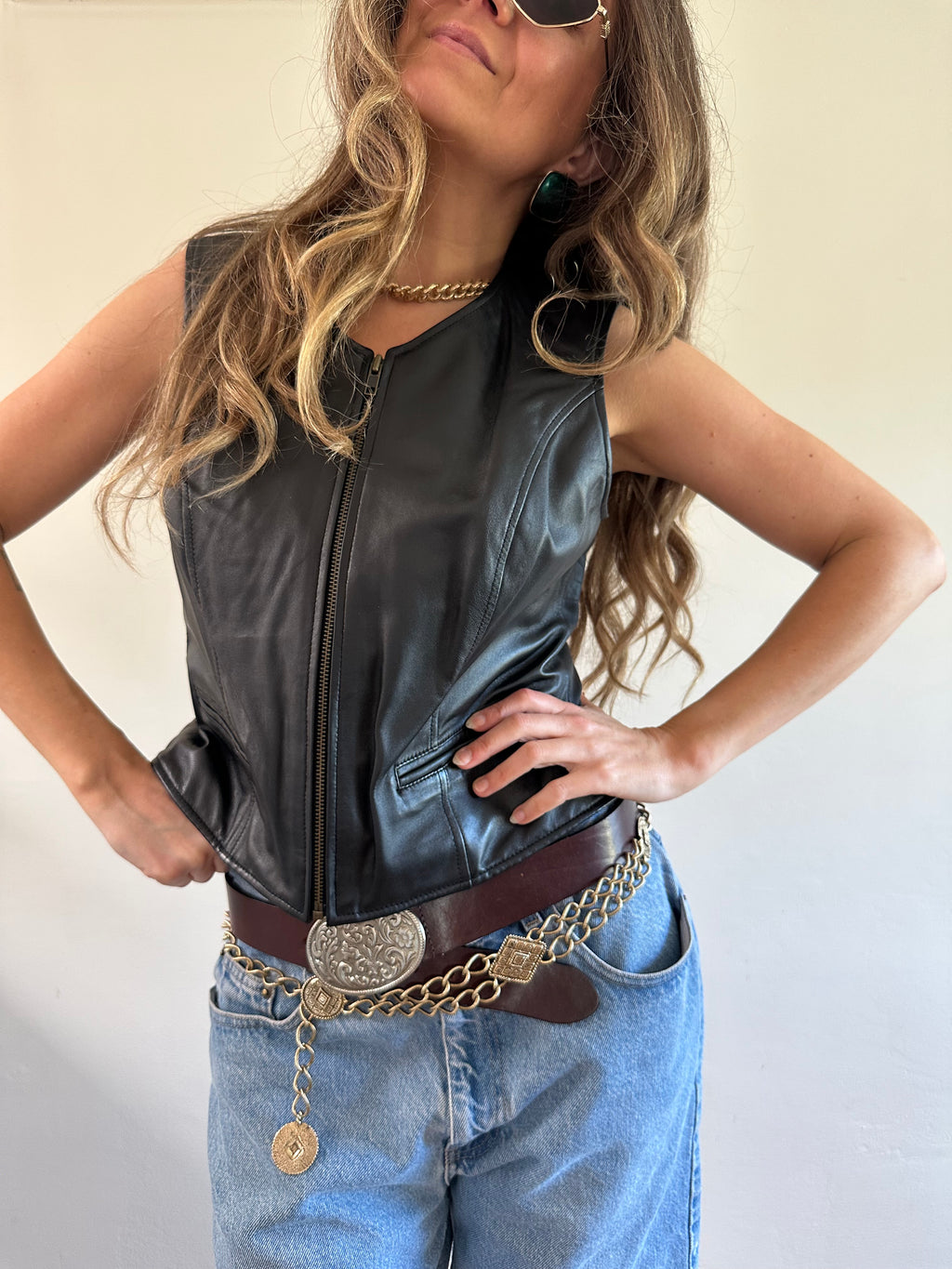 Hillard & Hanson Lambskin Leather Zip Vest