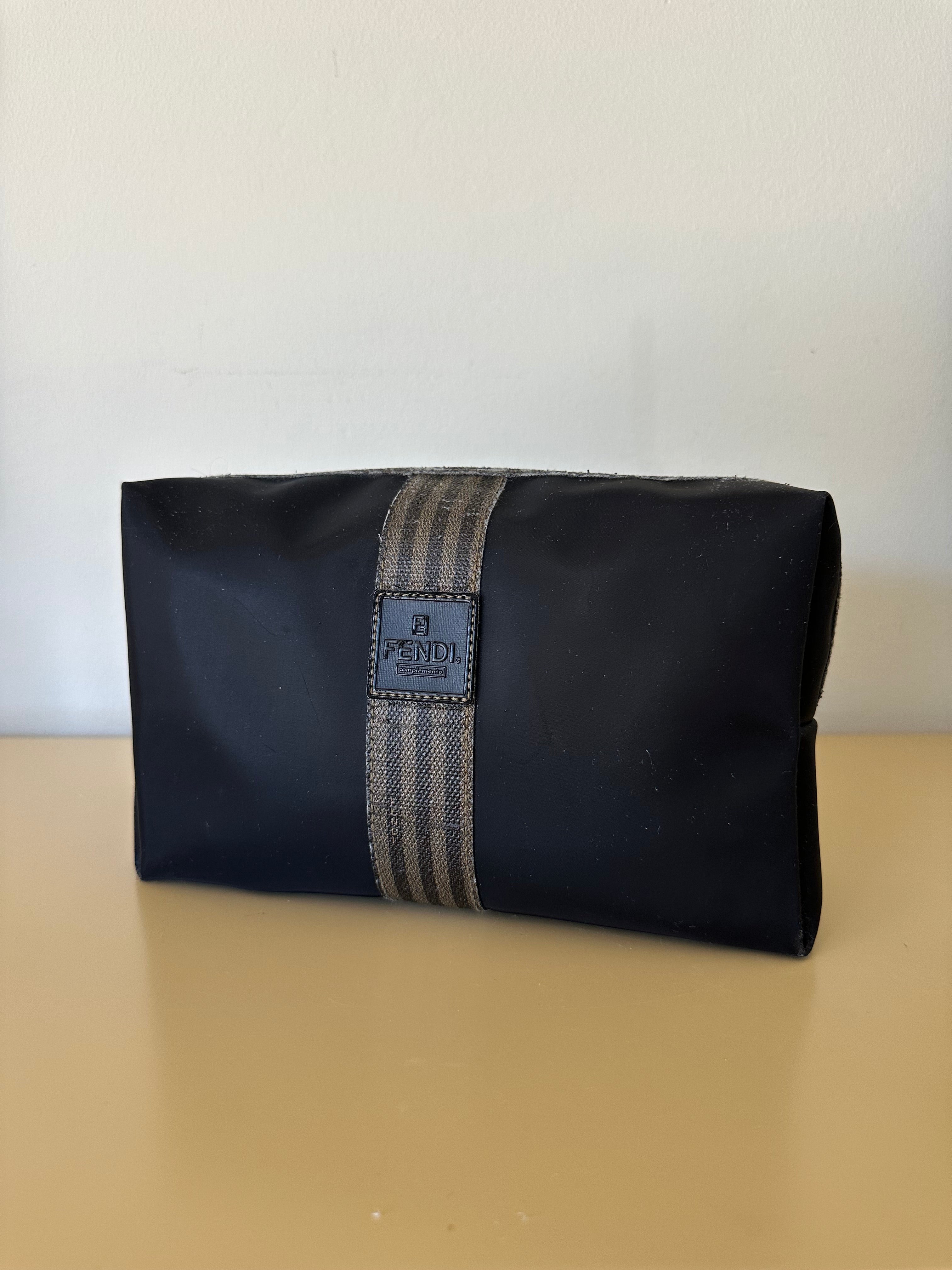 Rare Vintage Fendi Pequin Cosmetic Bag