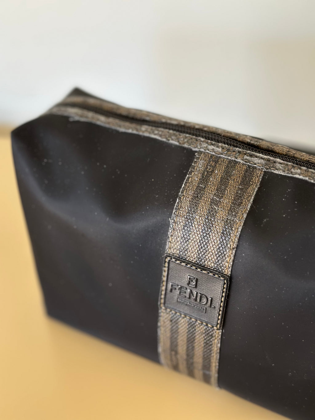 Rare Vintage Fendi Pequin Cosmetic Bag