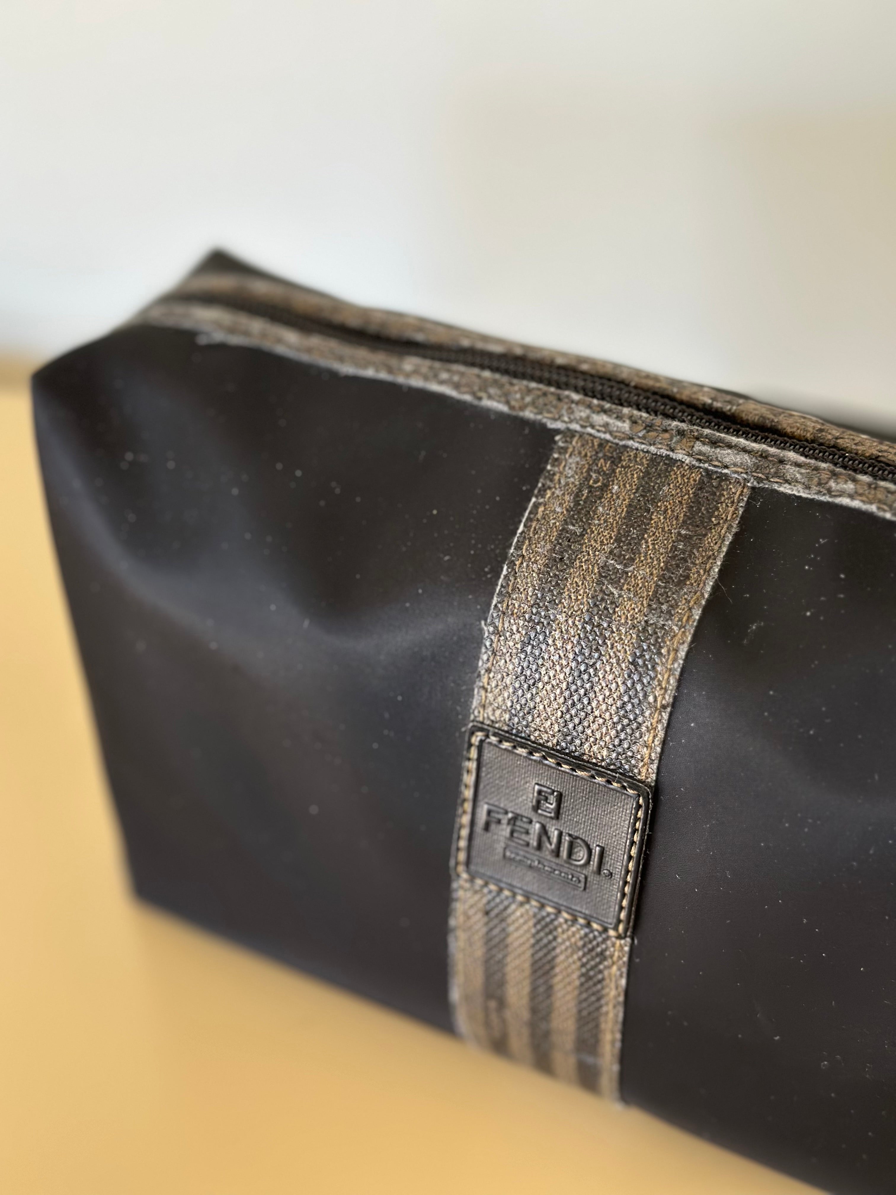 Rare Vintage Fendi Pequin Cosmetic Bag