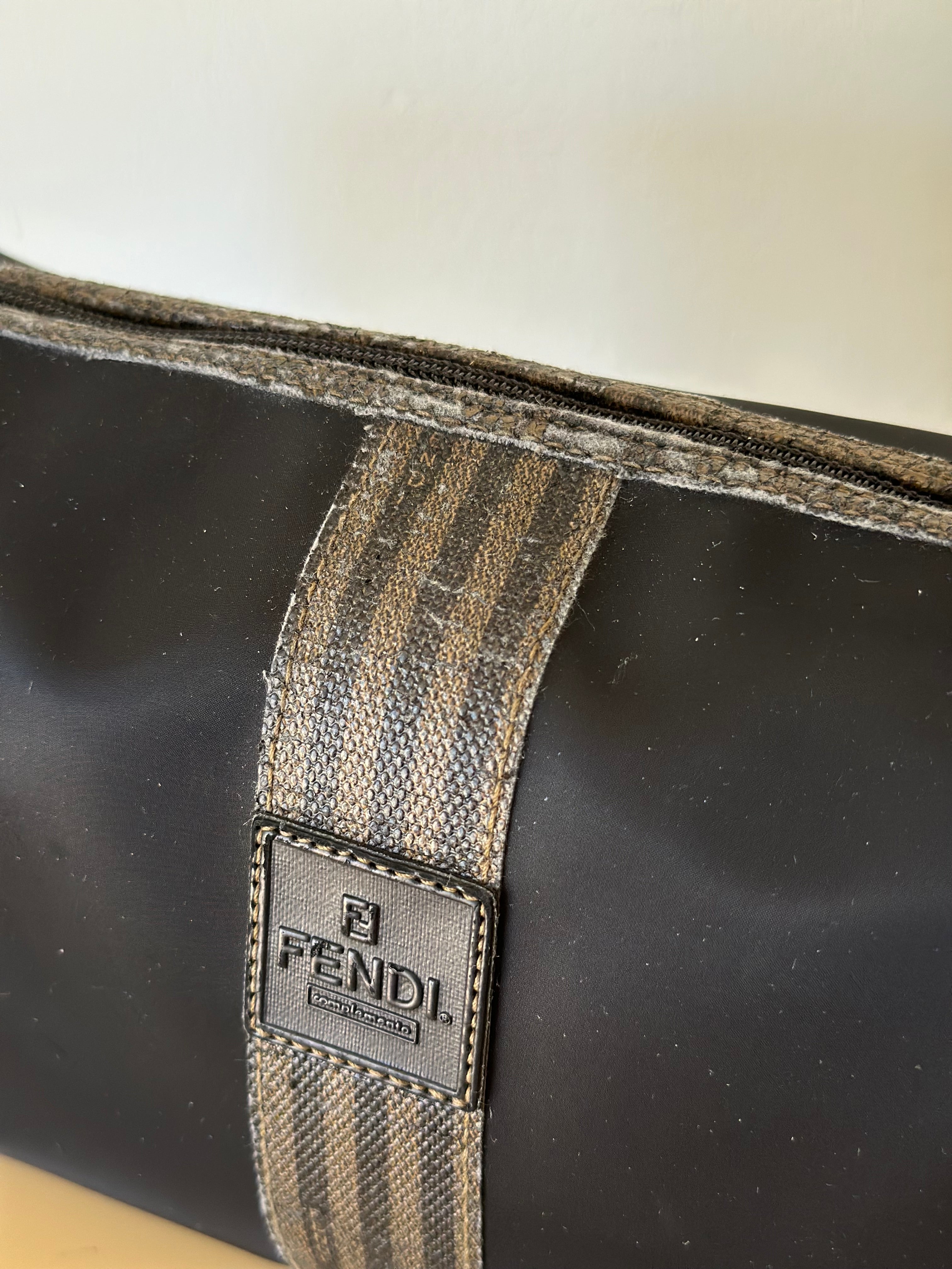 Rare Vintage Fendi Pequin Cosmetic Bag