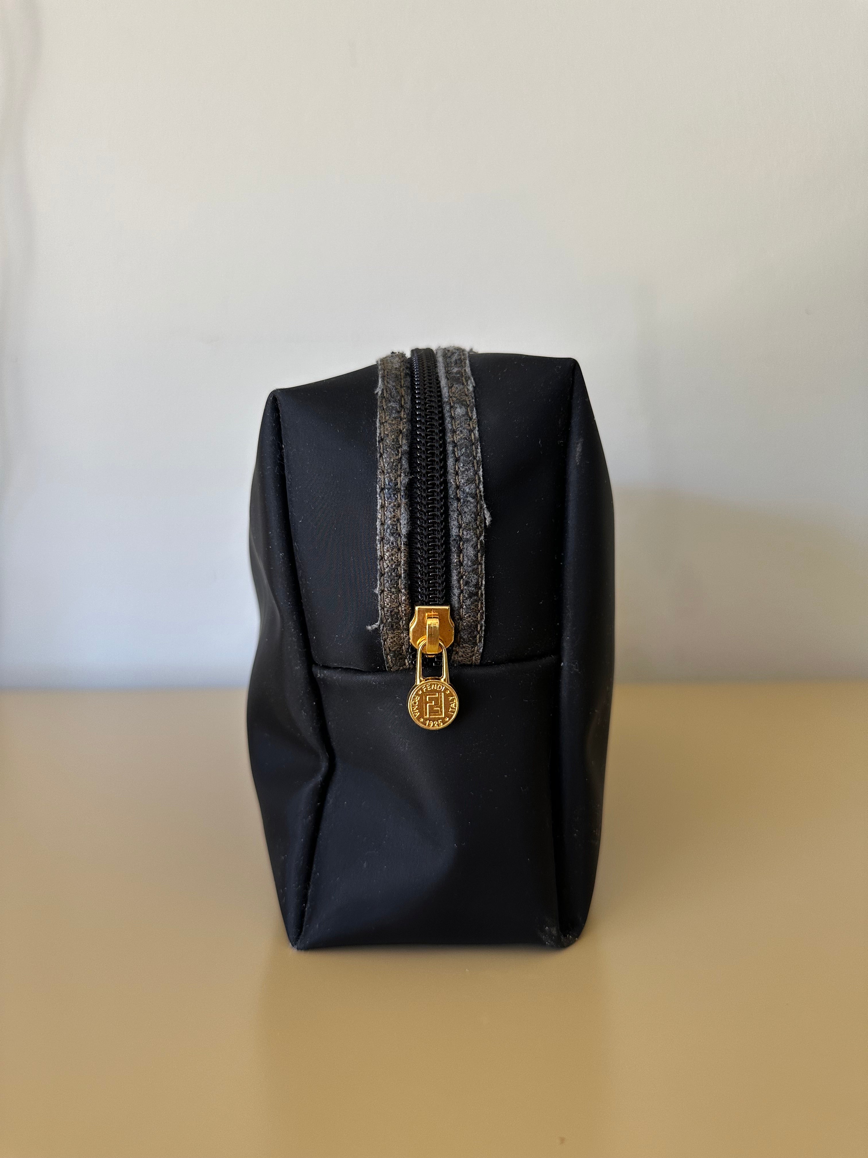 Rare Vintage Fendi Pequin Cosmetic Bag