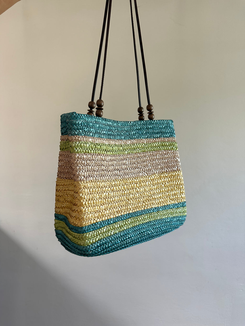 Striped Woven Beach Tote
