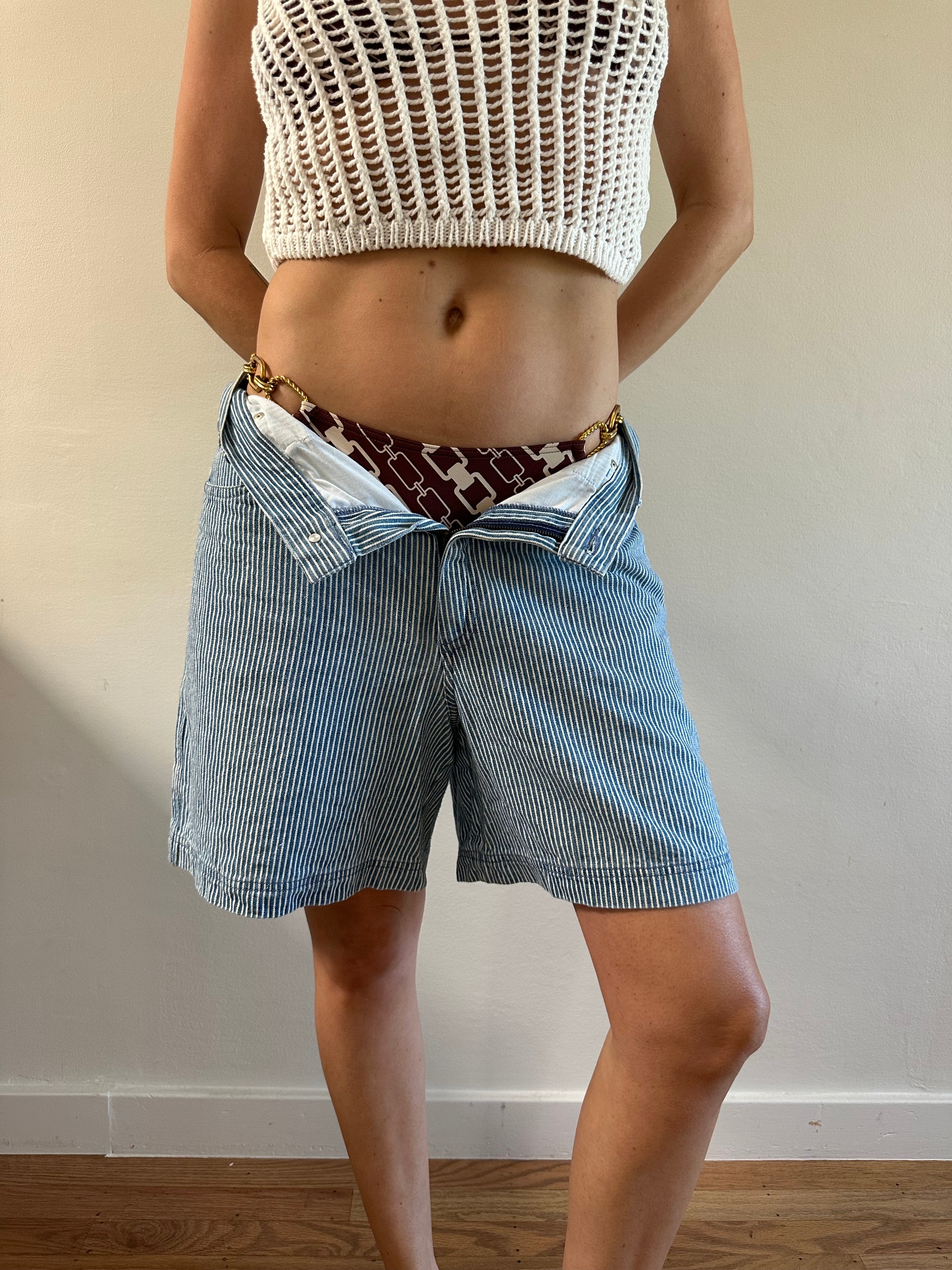 90s Rafaella Pinstripe Denim Shorts