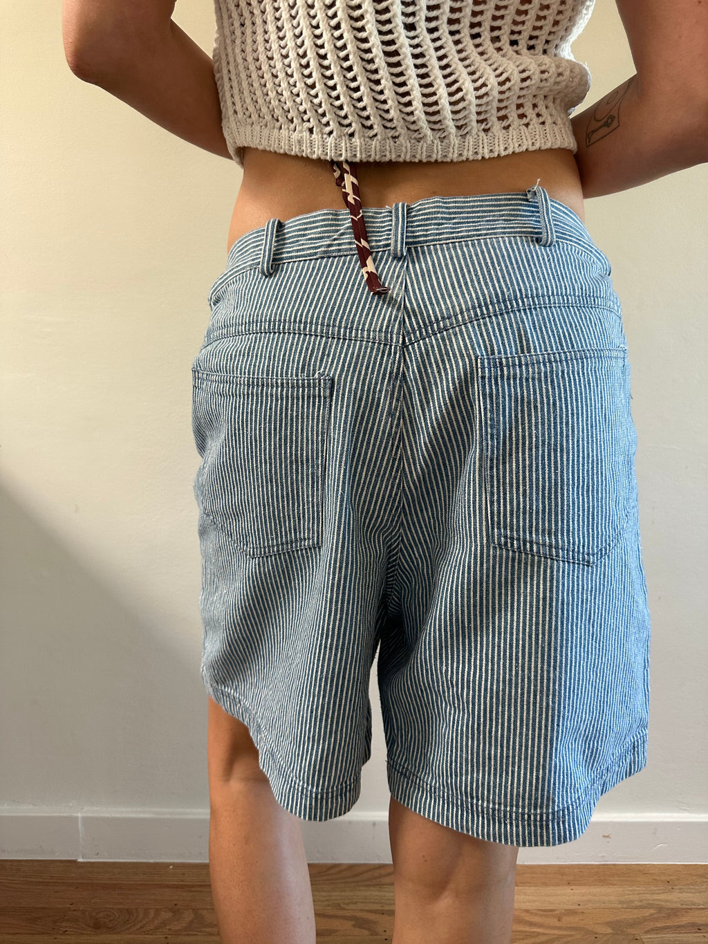 90s Rafaella Pinstripe Denim Shorts