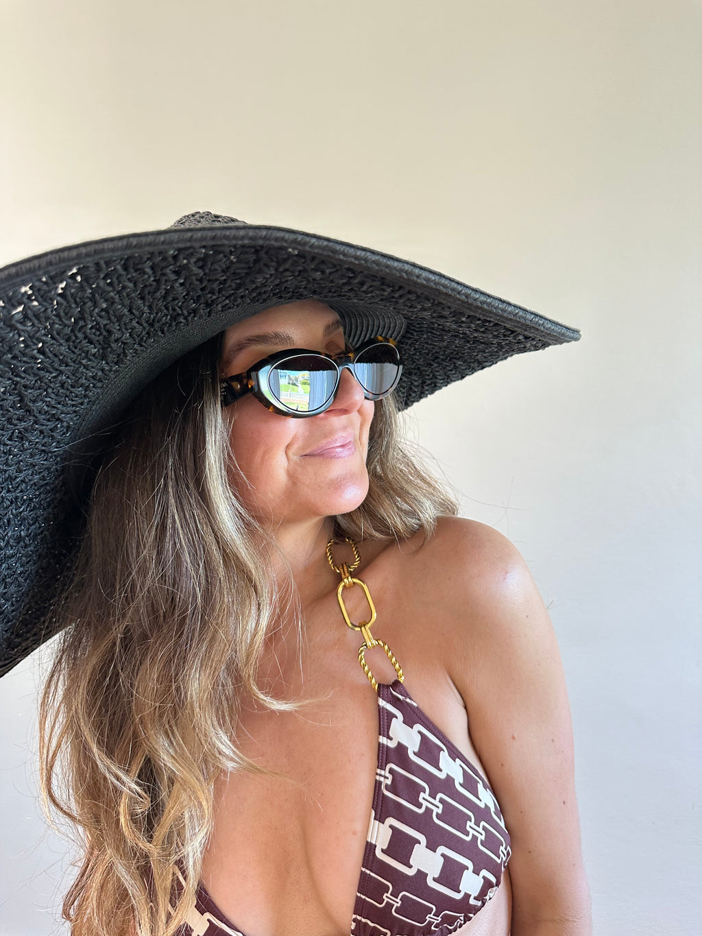 Nine West Wide Brim Straw Sun Hat