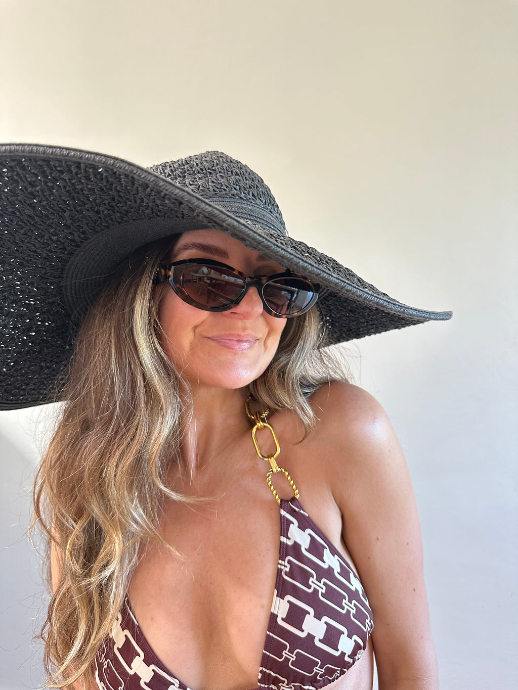 Nine West Wide Brim Straw Sun Hat