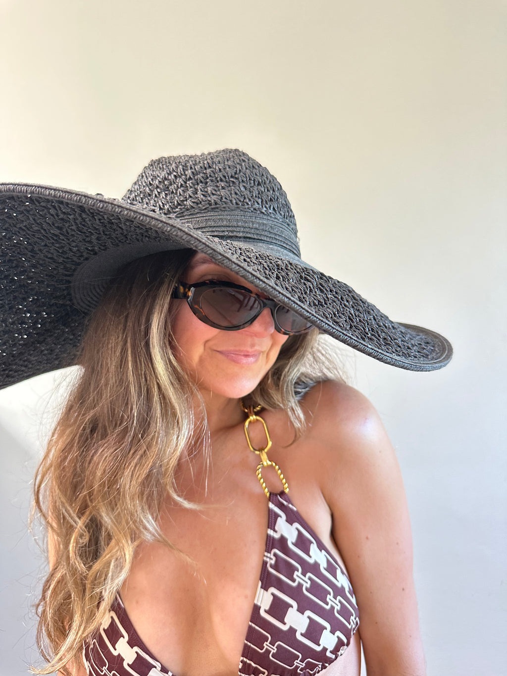 Nine West Wide Brim Straw Sun Hat
