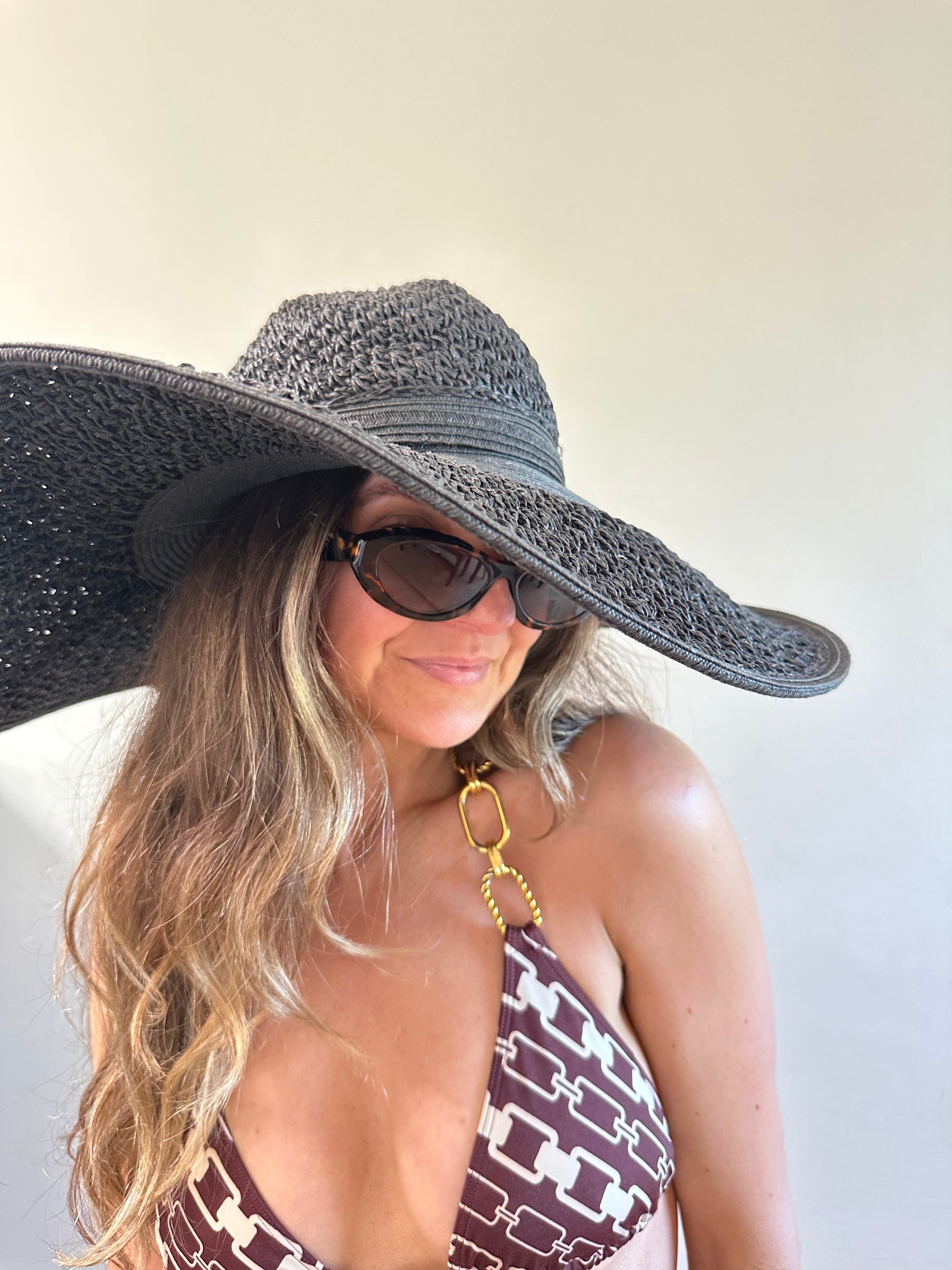 Nine West Wide Brim Straw Sun Hat