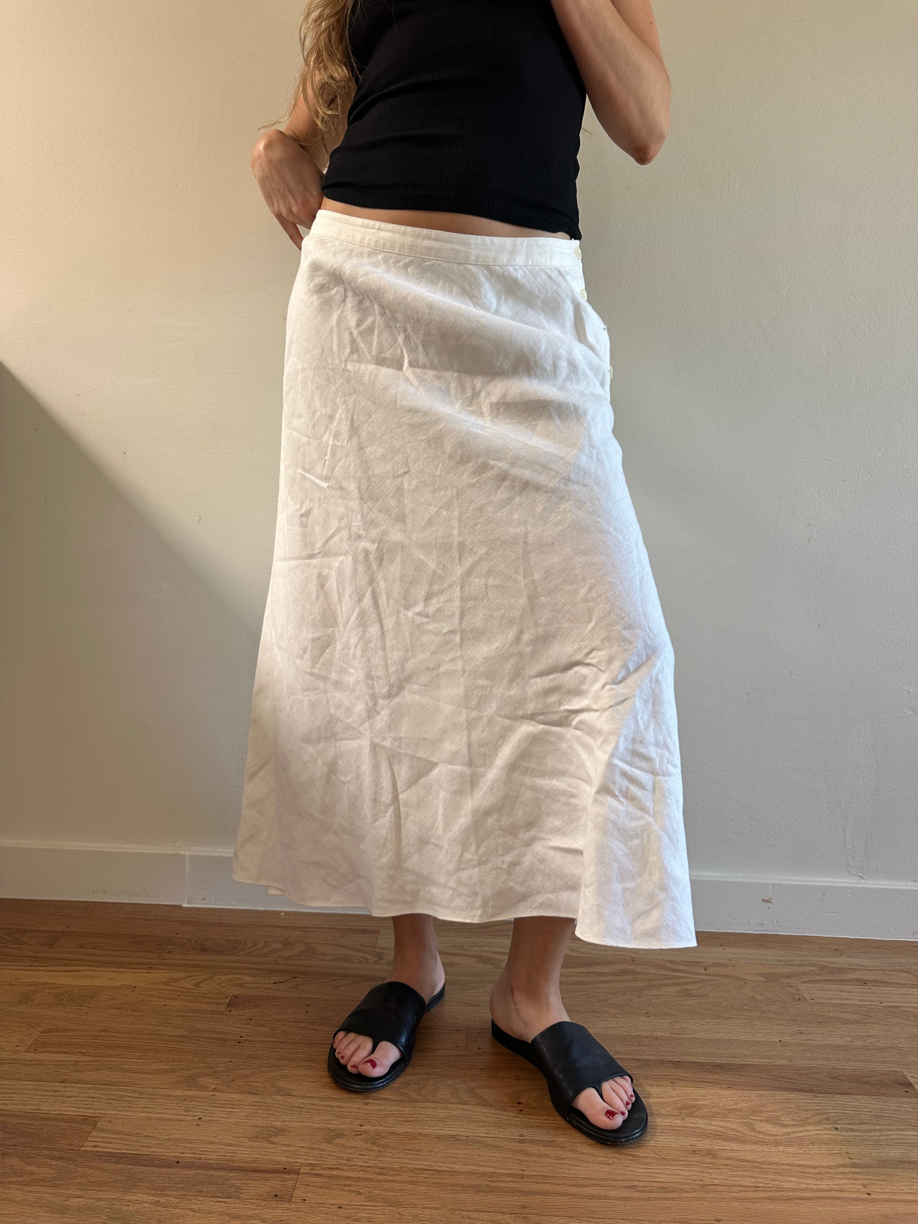 Ralph Lauren White Linen Maxi Skirt