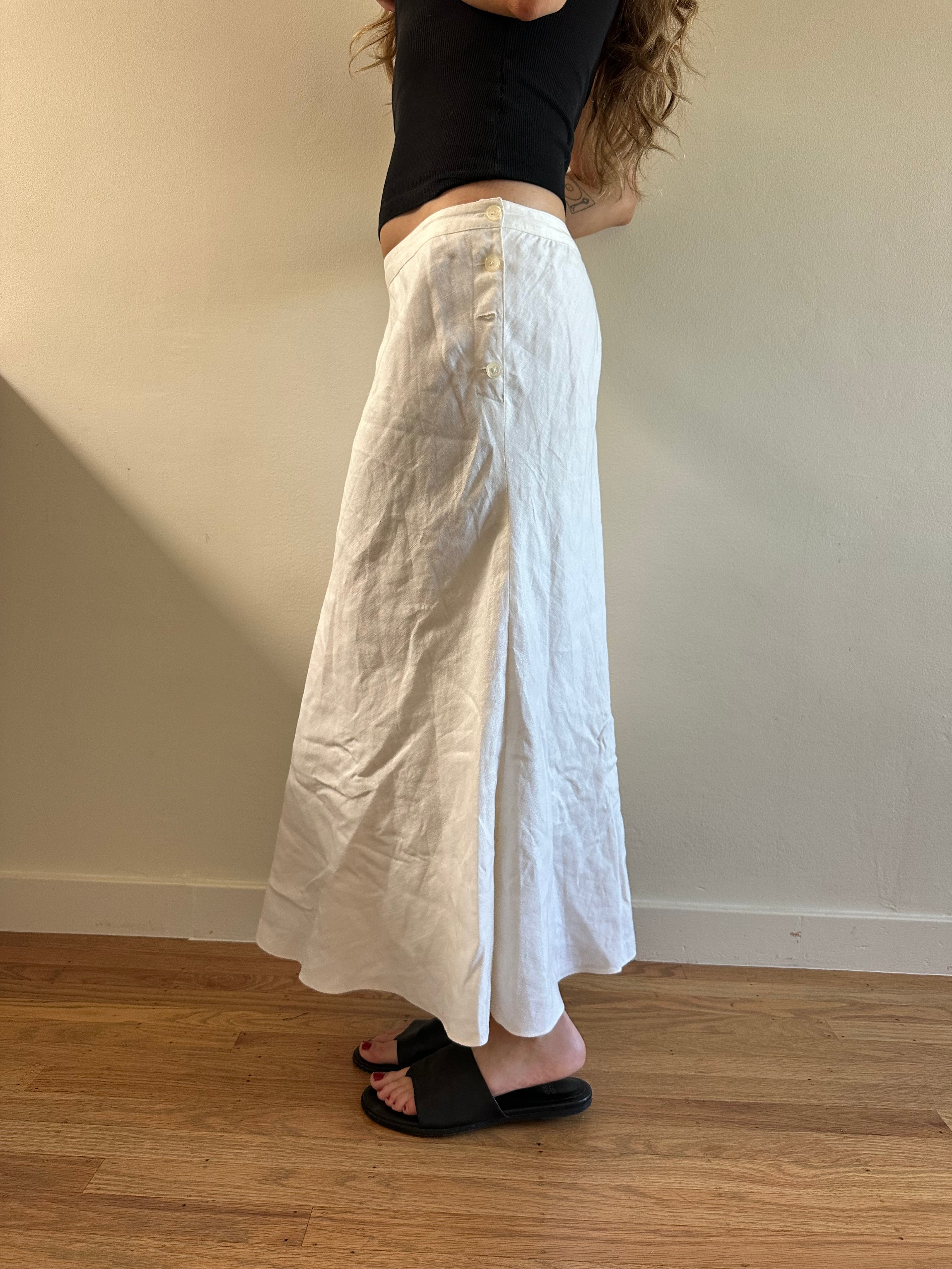 Ralph Lauren White Linen Maxi Skirt