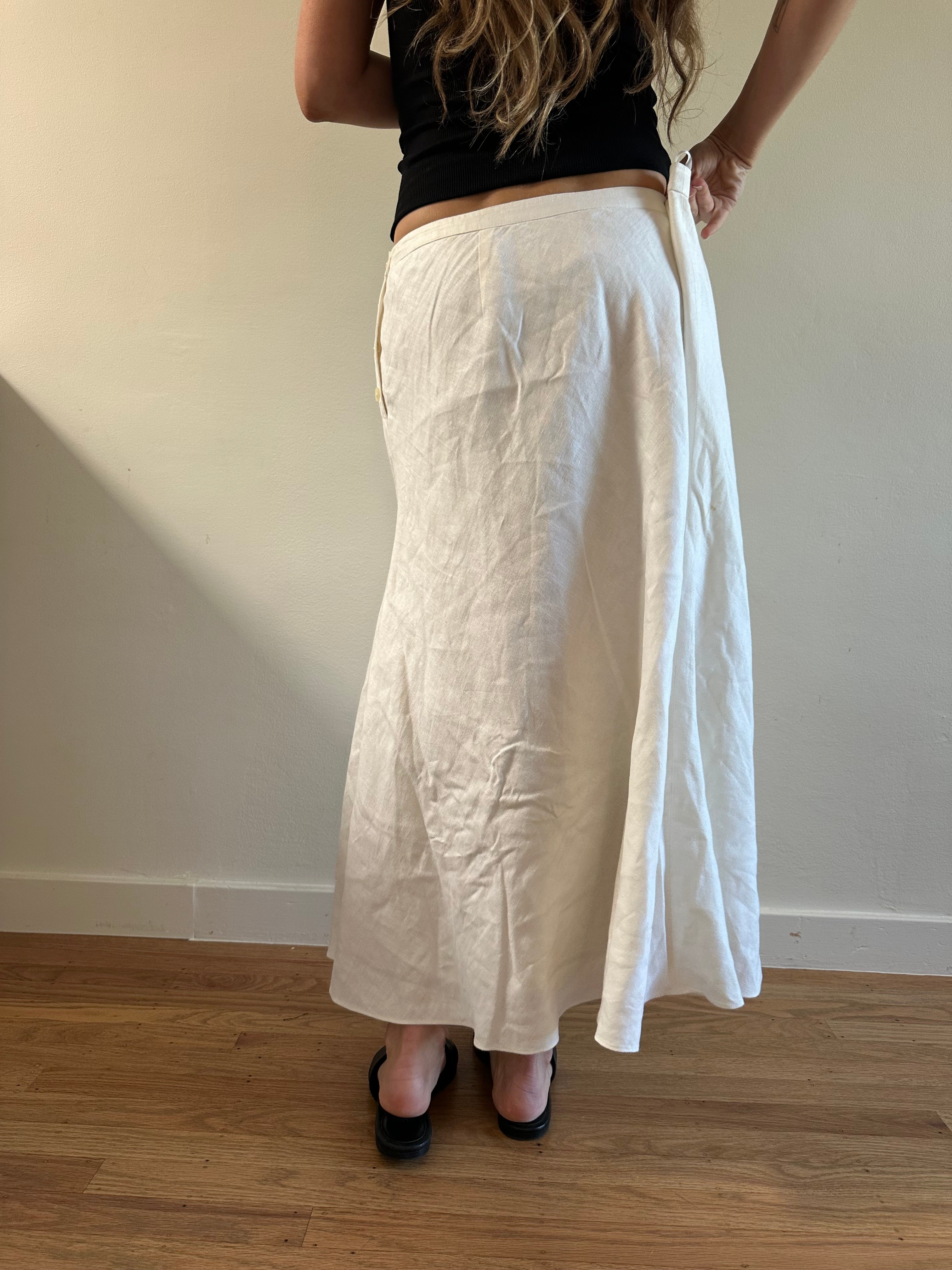 Ralph Lauren White Linen Maxi Skirt