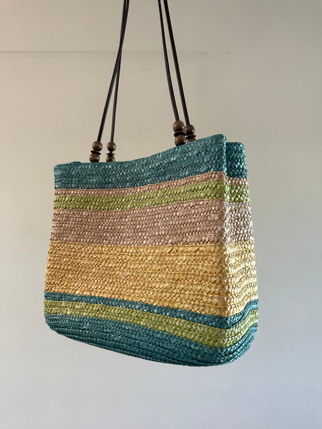 Striped Woven Beach Tote