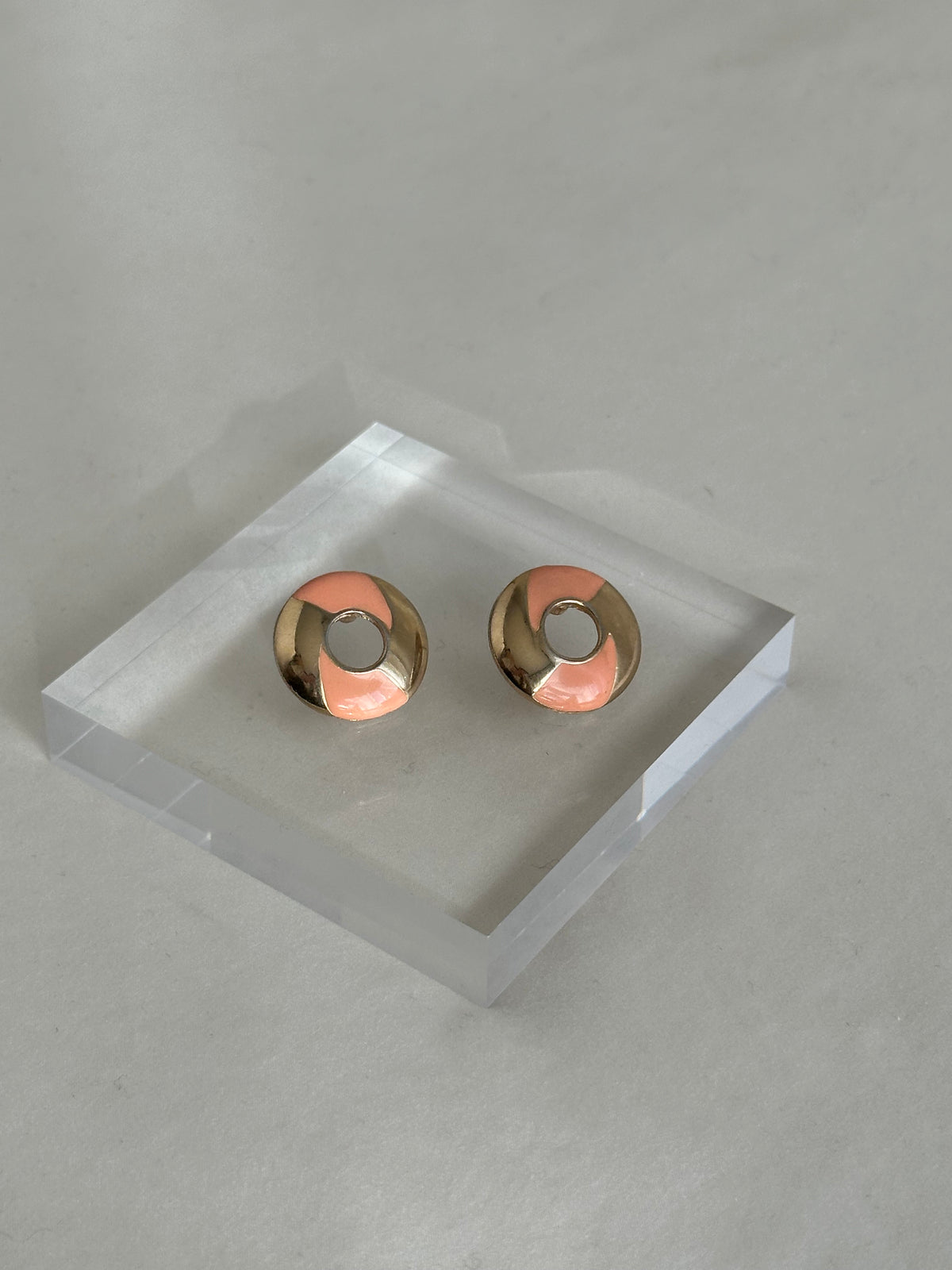 Peach & Gold Enamel Earrings