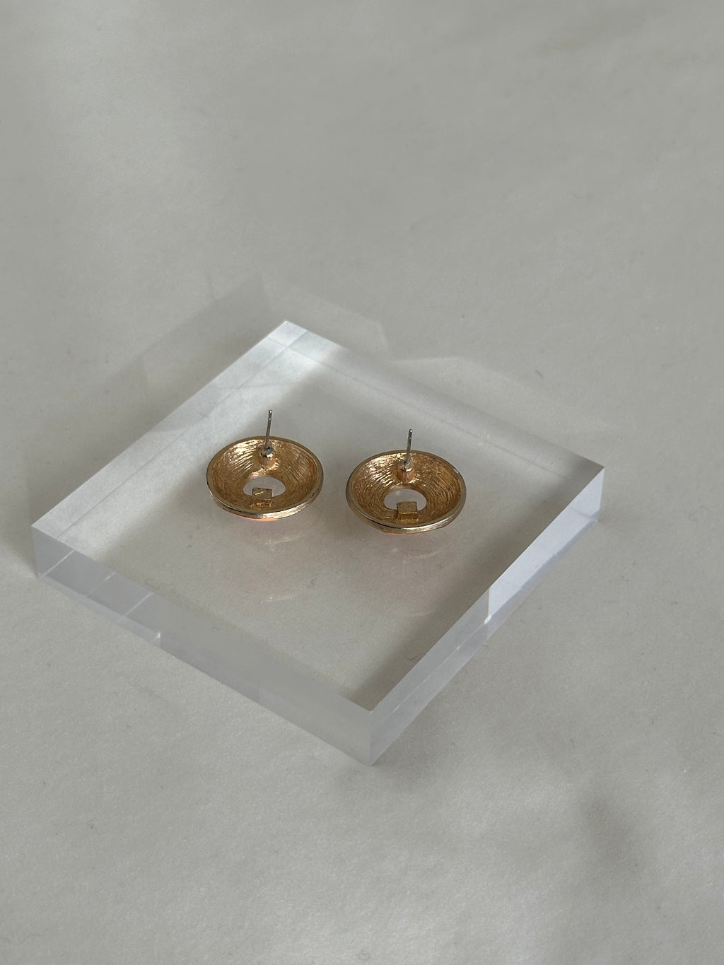 Peach & Gold Enamel Earrings