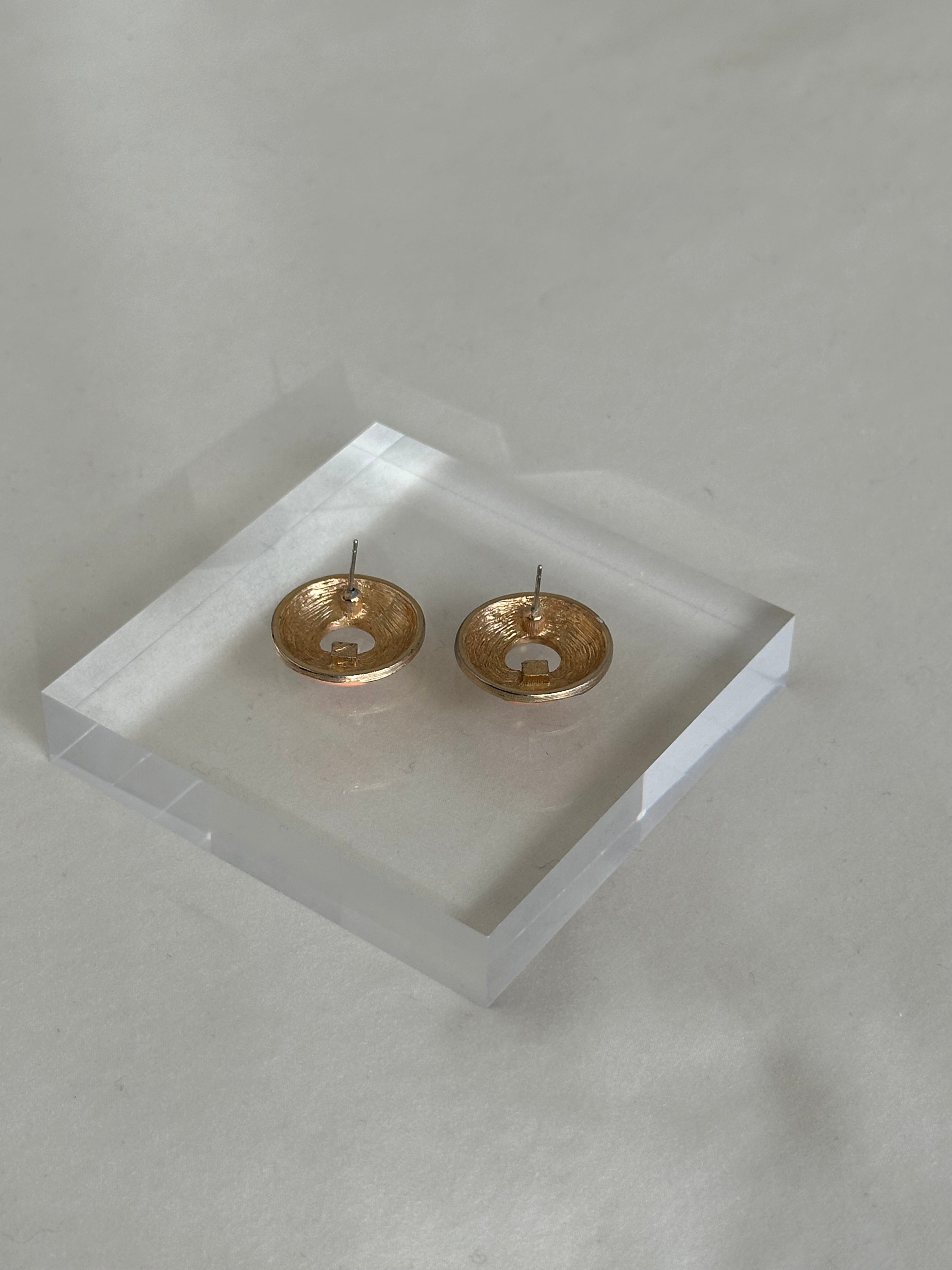 Peach & Gold Enamel Earrings