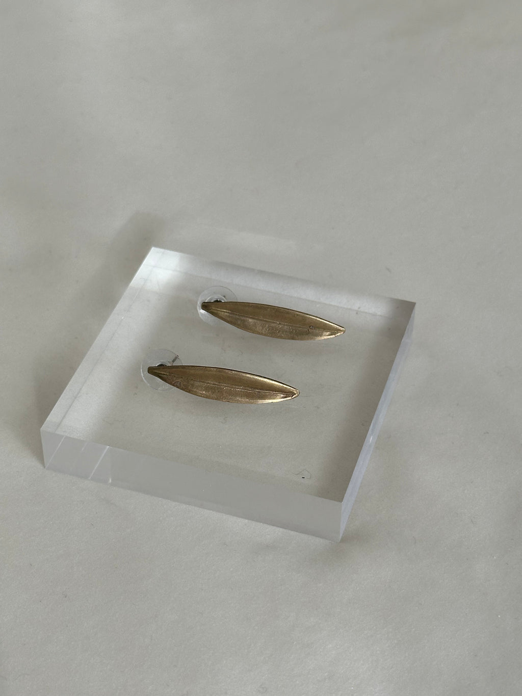 Brass Leaf Stud Earrings