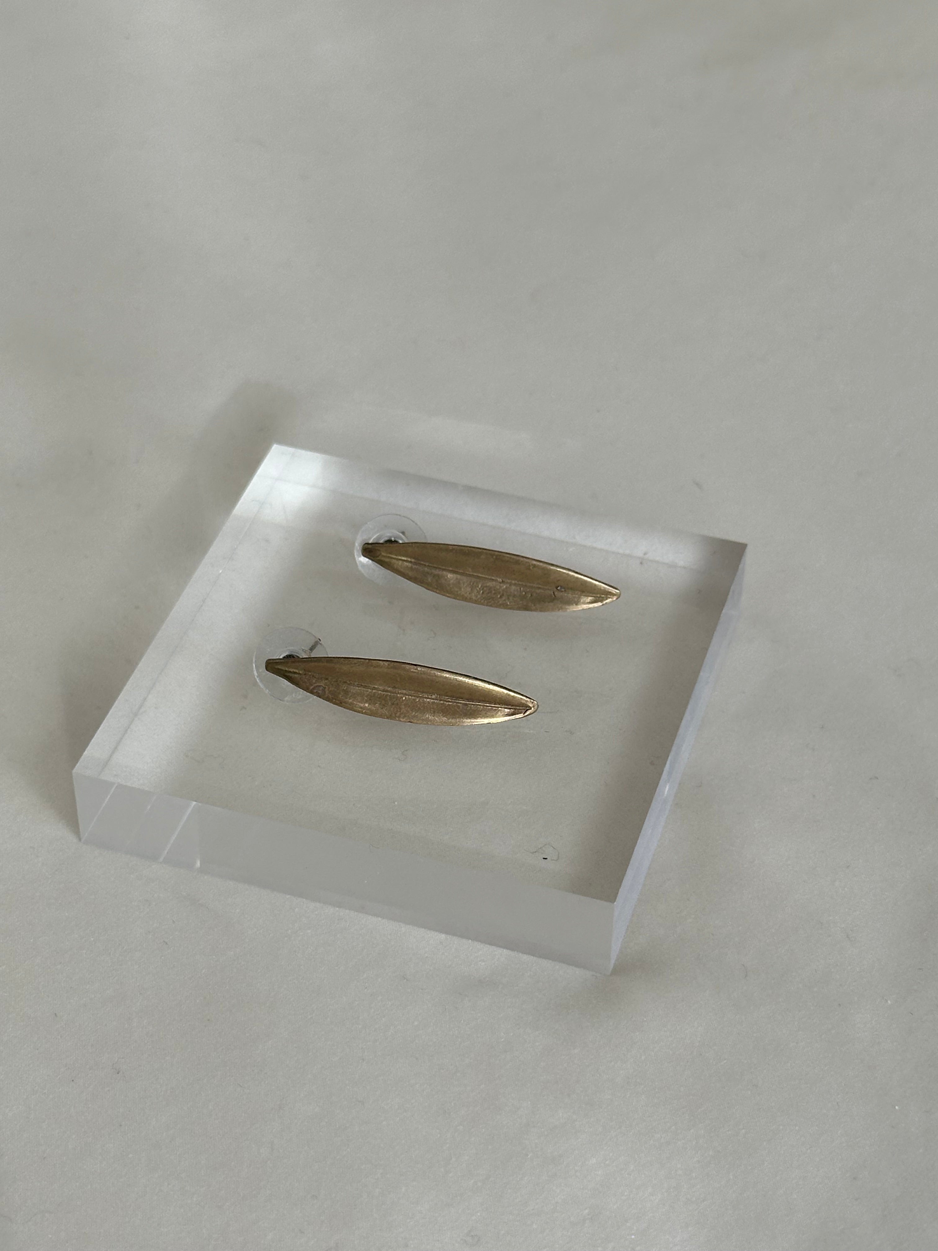 Brass Leaf Stud Earrings