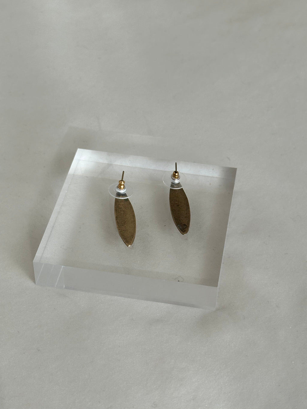 Brass Leaf Stud Earrings