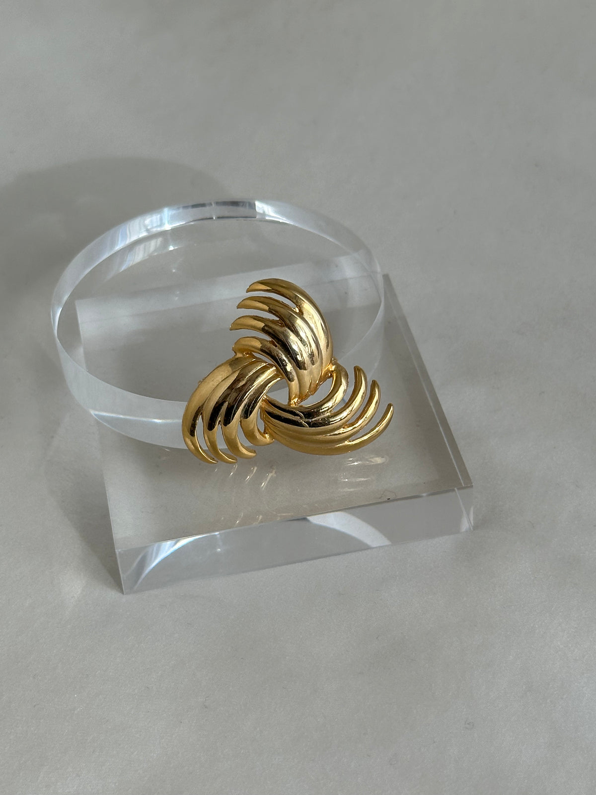 Gold-Tone Sculptural Trefoil Brooch
