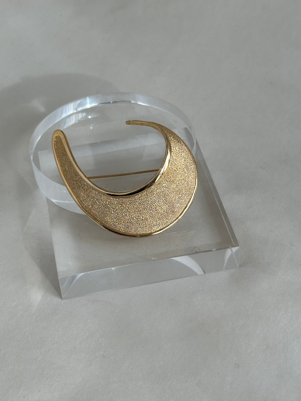 Oversize Textured Crescent Brooch