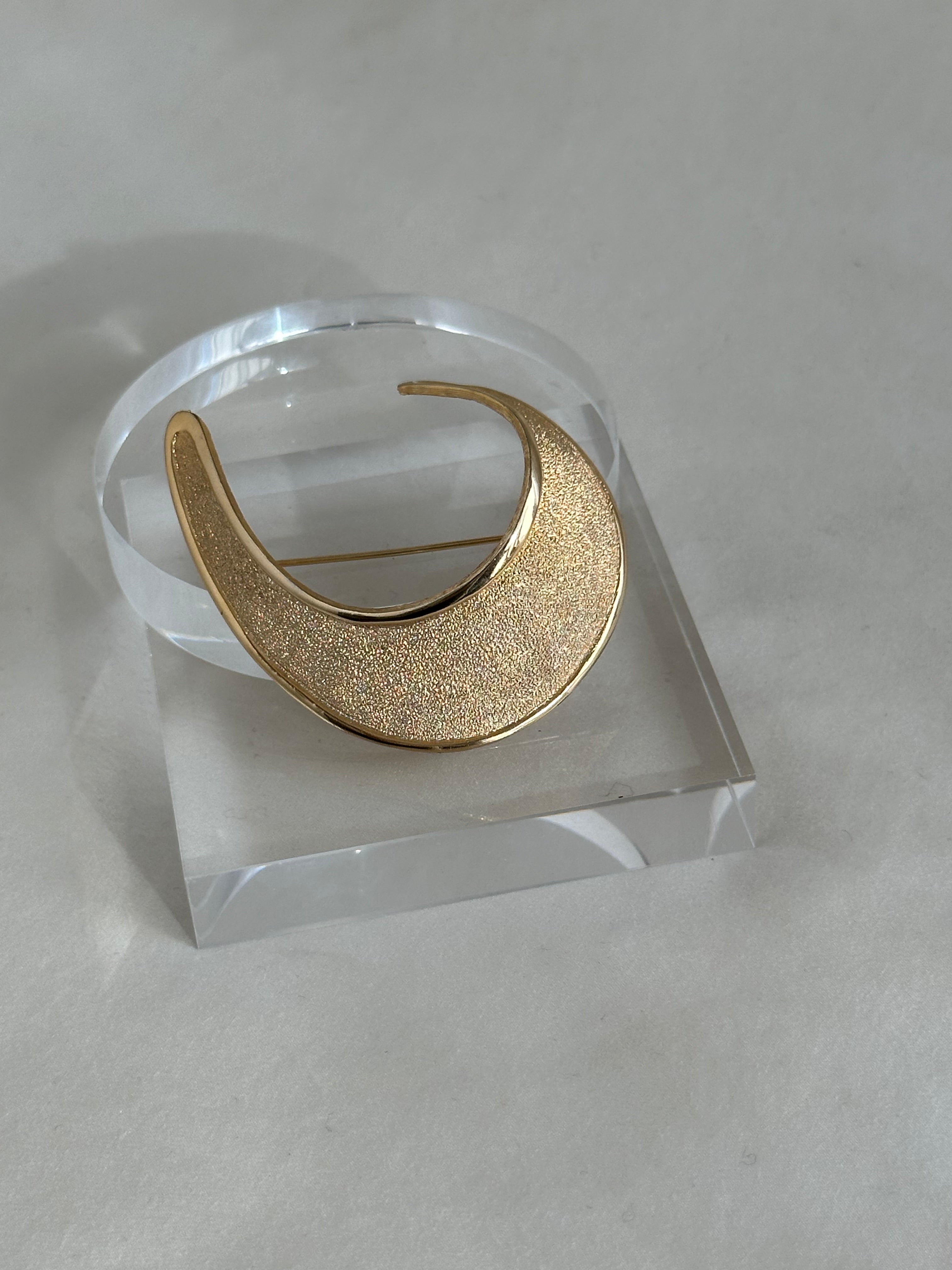 Oversize Textured Crescent Brooch