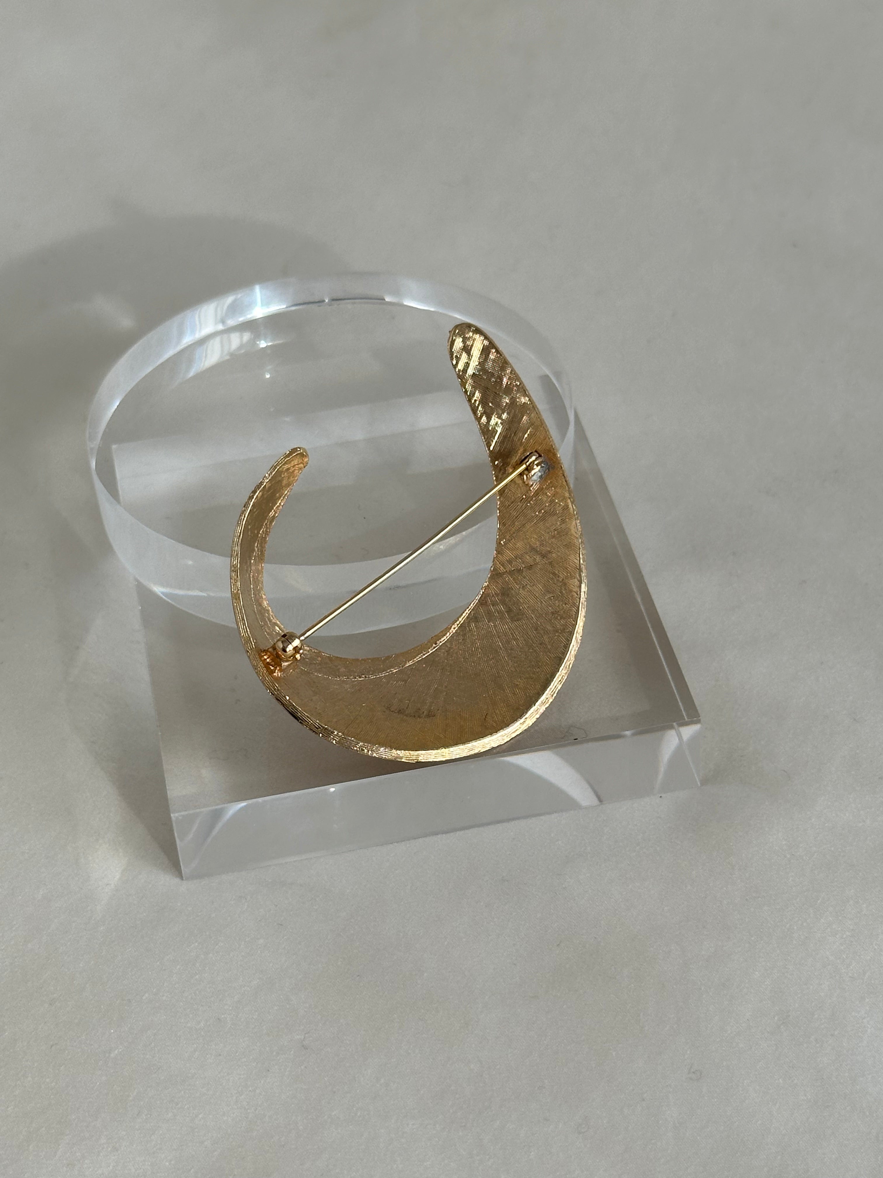 Oversize Textured Crescent Brooch