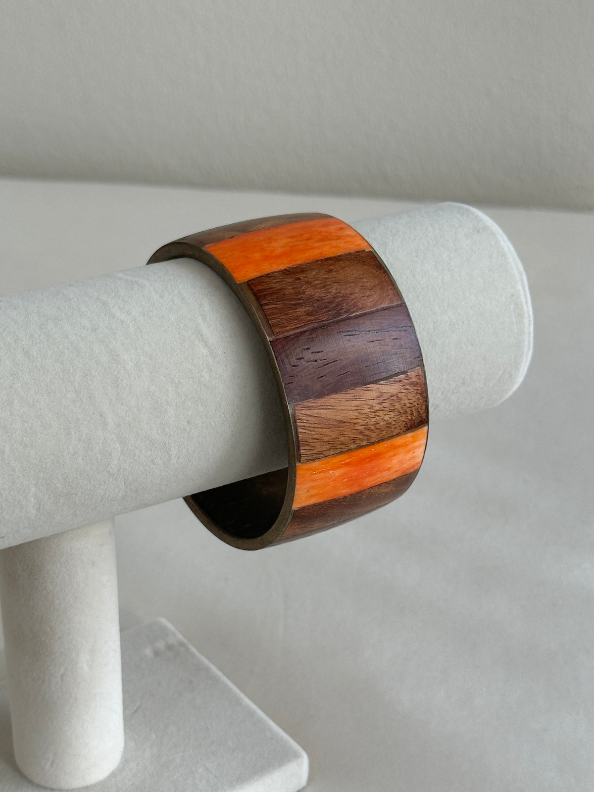 Wood Inlay Striped Bangle